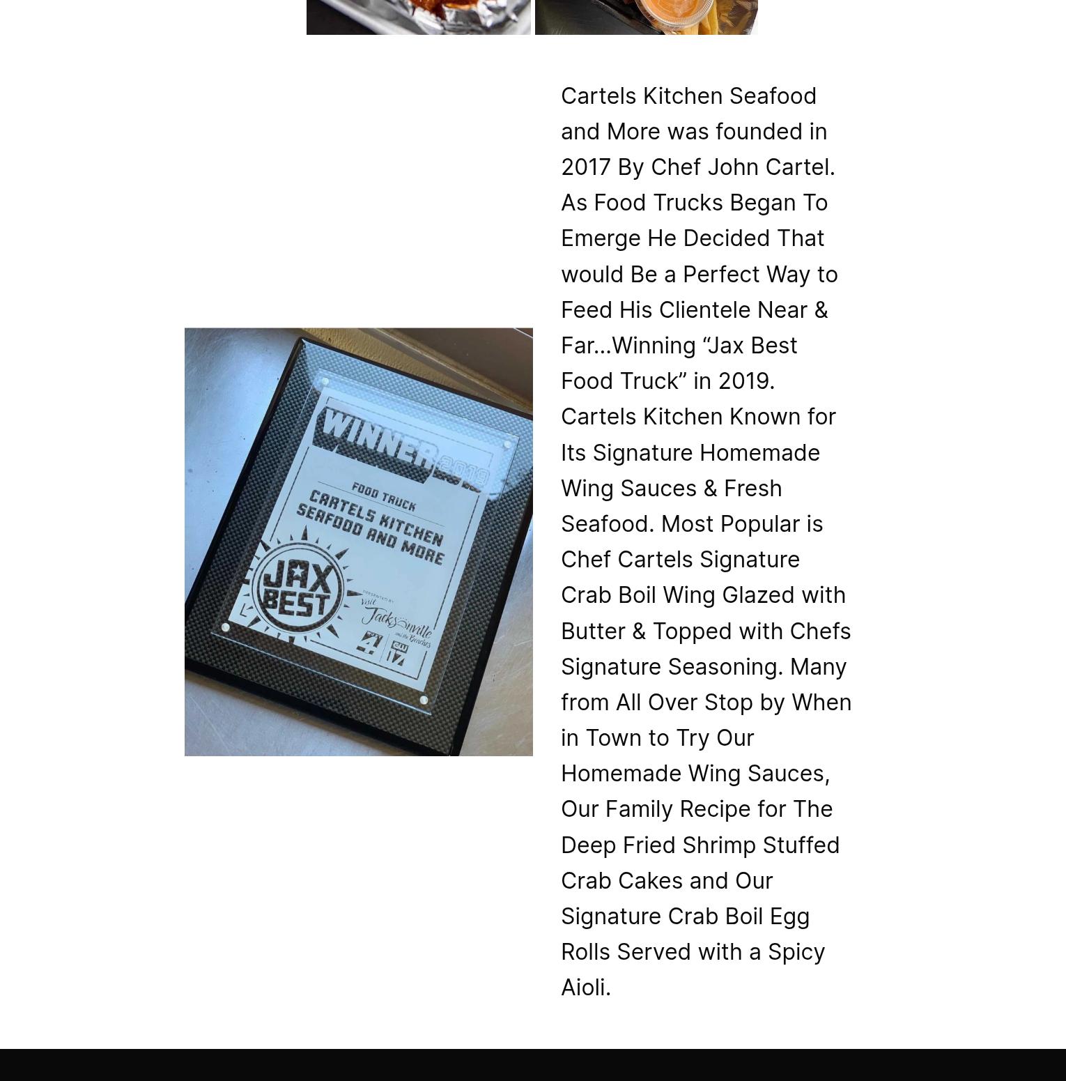 Cartel's Kitchen Seafood & More Menu