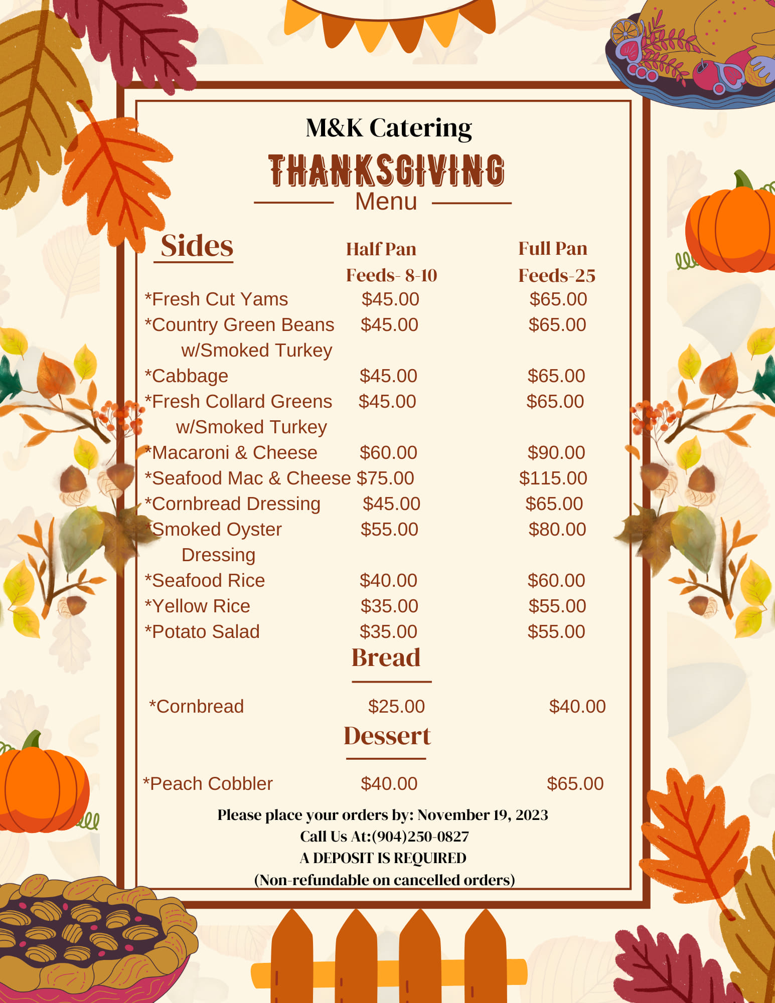 M&K Catering LLC Menu