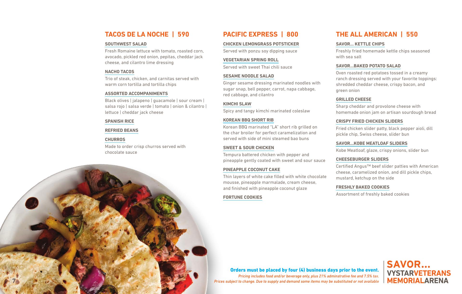 SAVOR Menu
