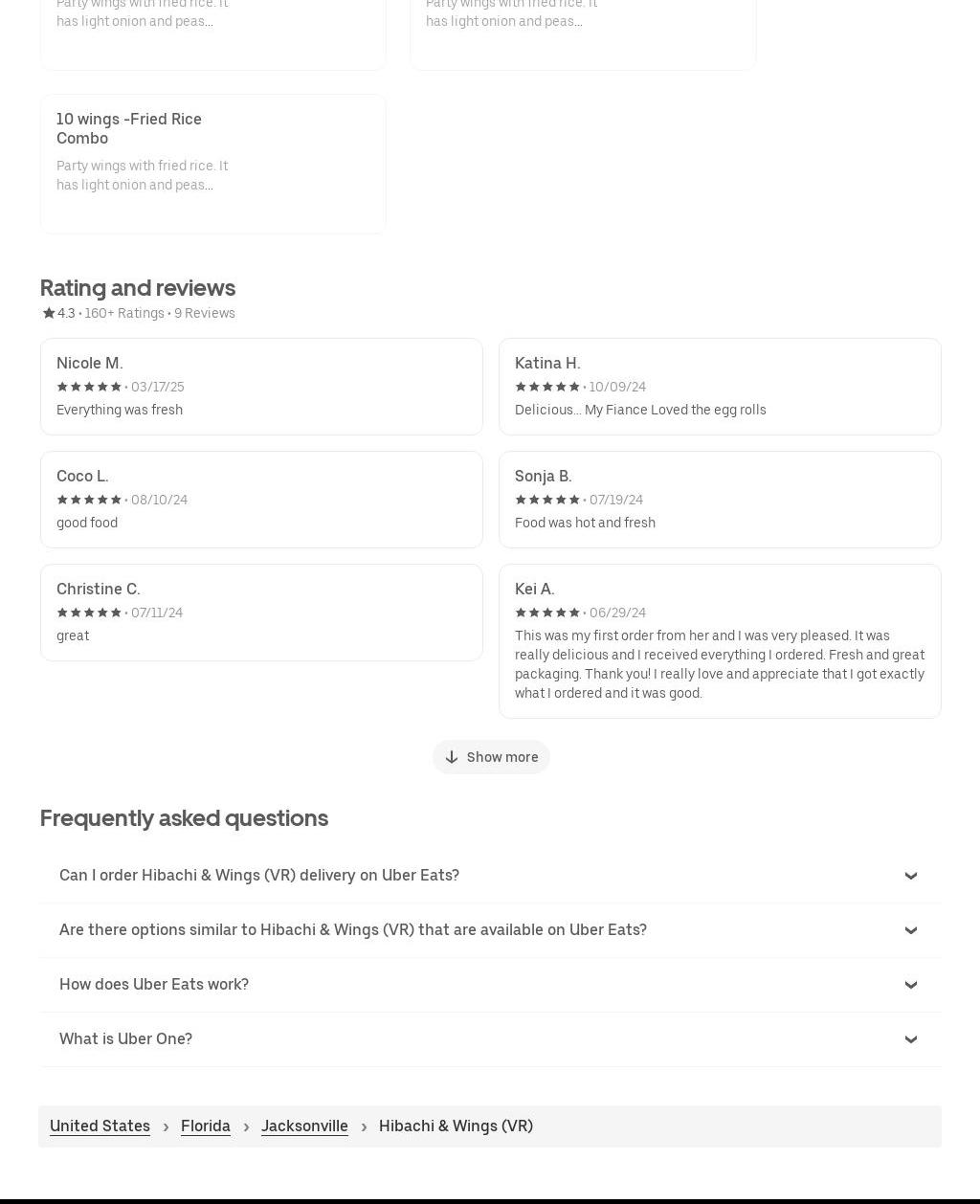 Hibachi and Wings Menu