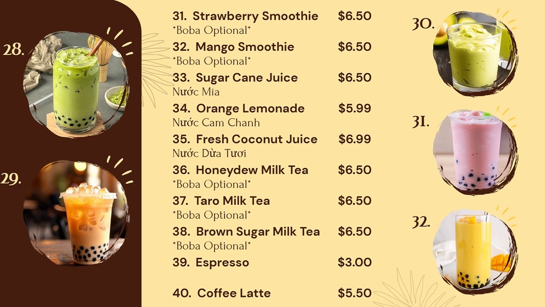 Saigon Coffee & Sandwiches Menu