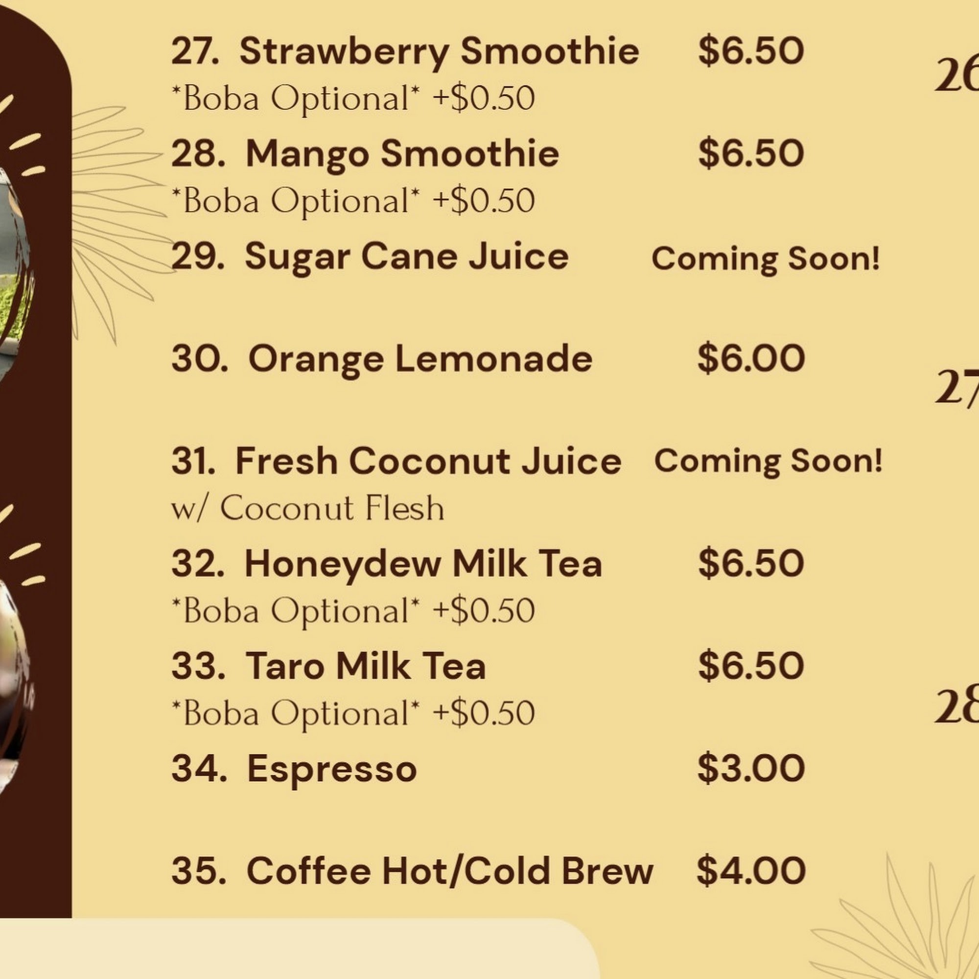 Saigon Coffee & Sandwiches Menu