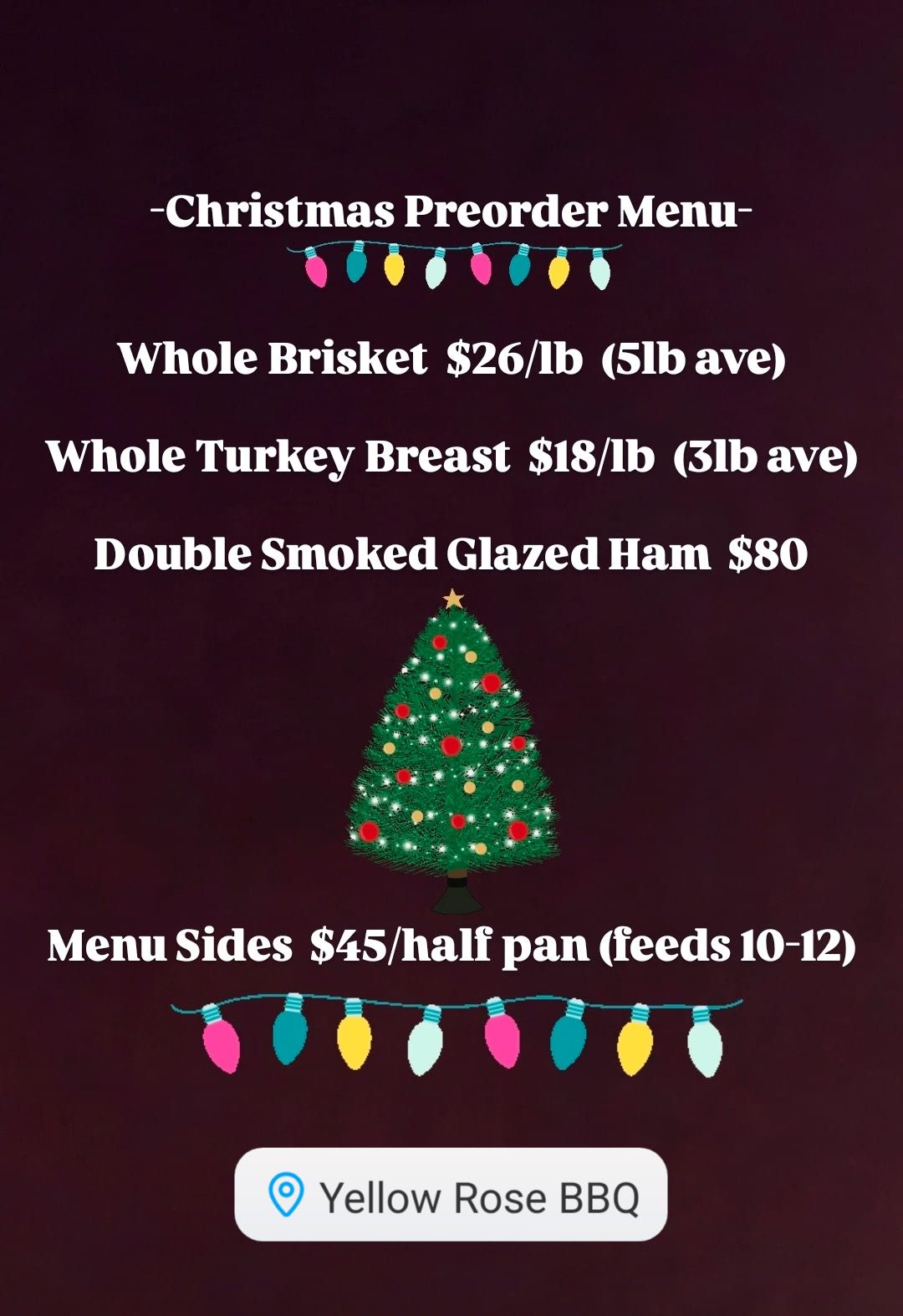 Yellow Rose BBQ Menu