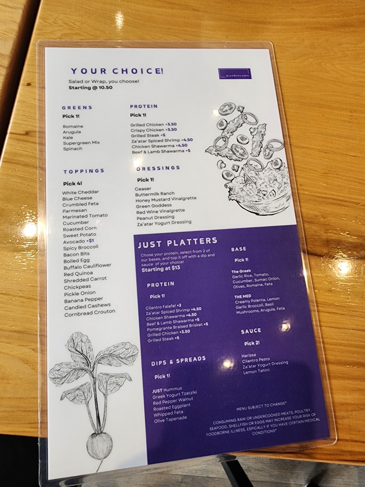 Just Kitchen Jax Menu