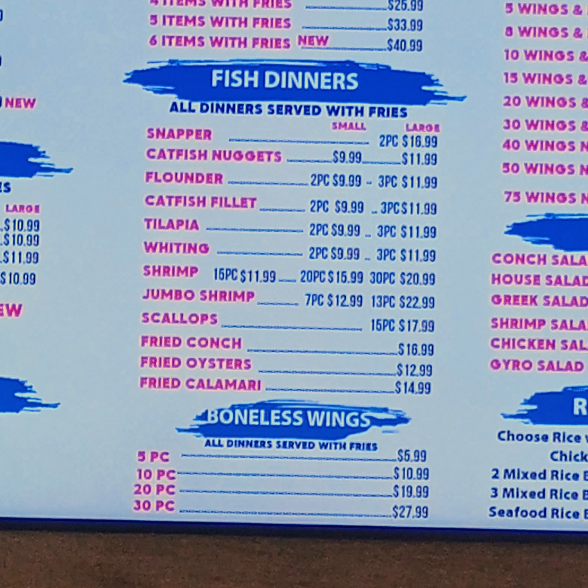 Mr Snappers Fish and Chicken 103rd St Menu