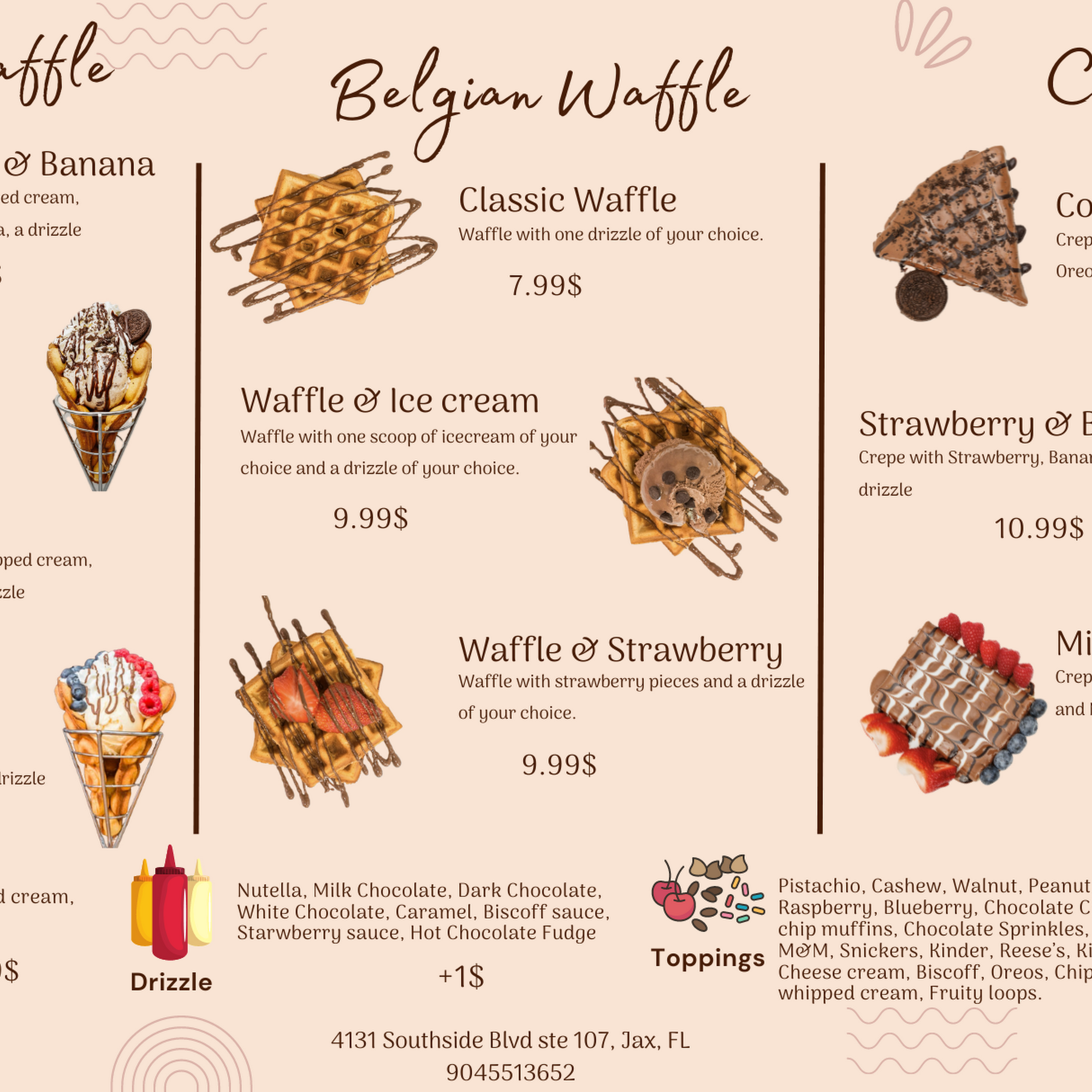 Waffle & Ice Cream Menu