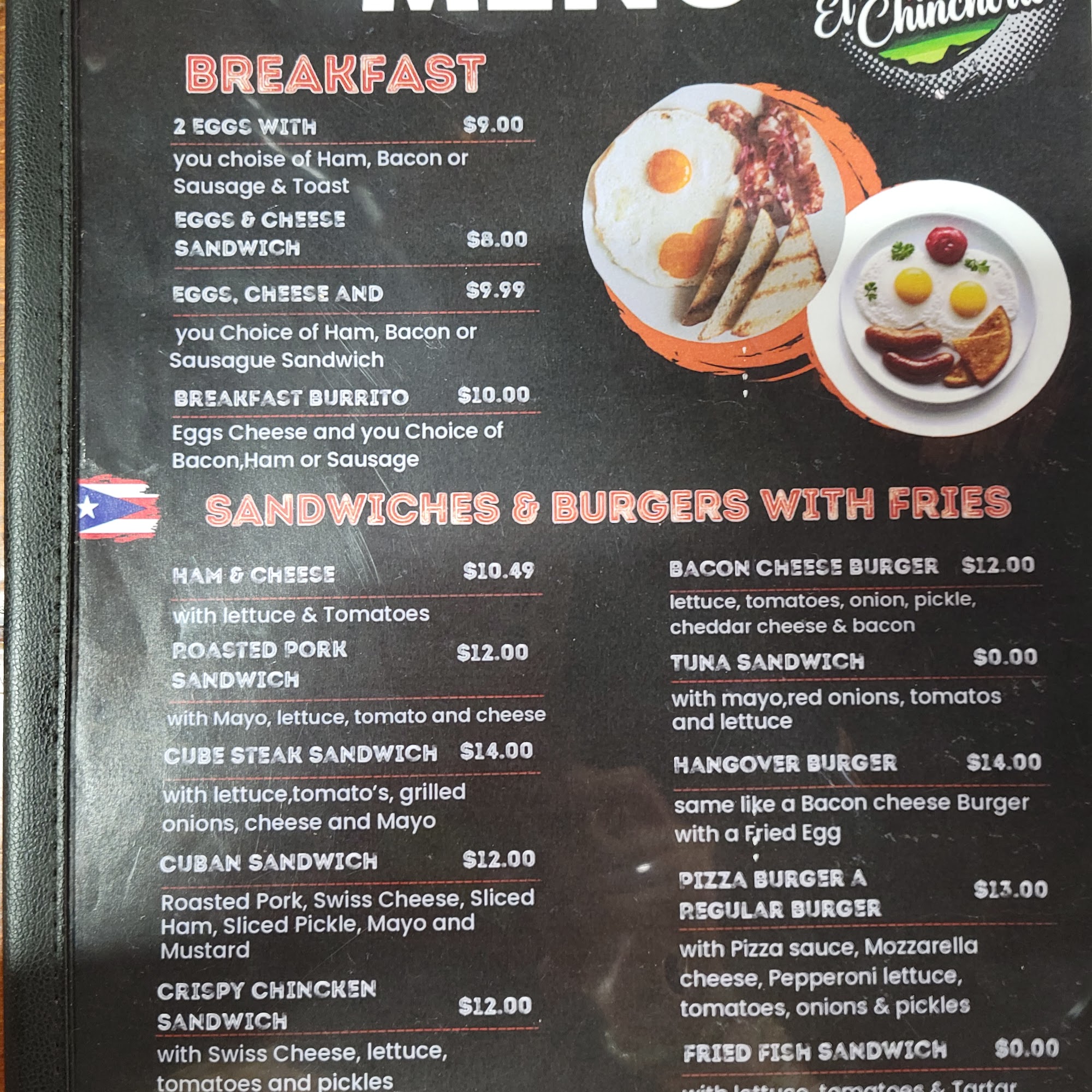 El Chinchorro Sport Bar Menu