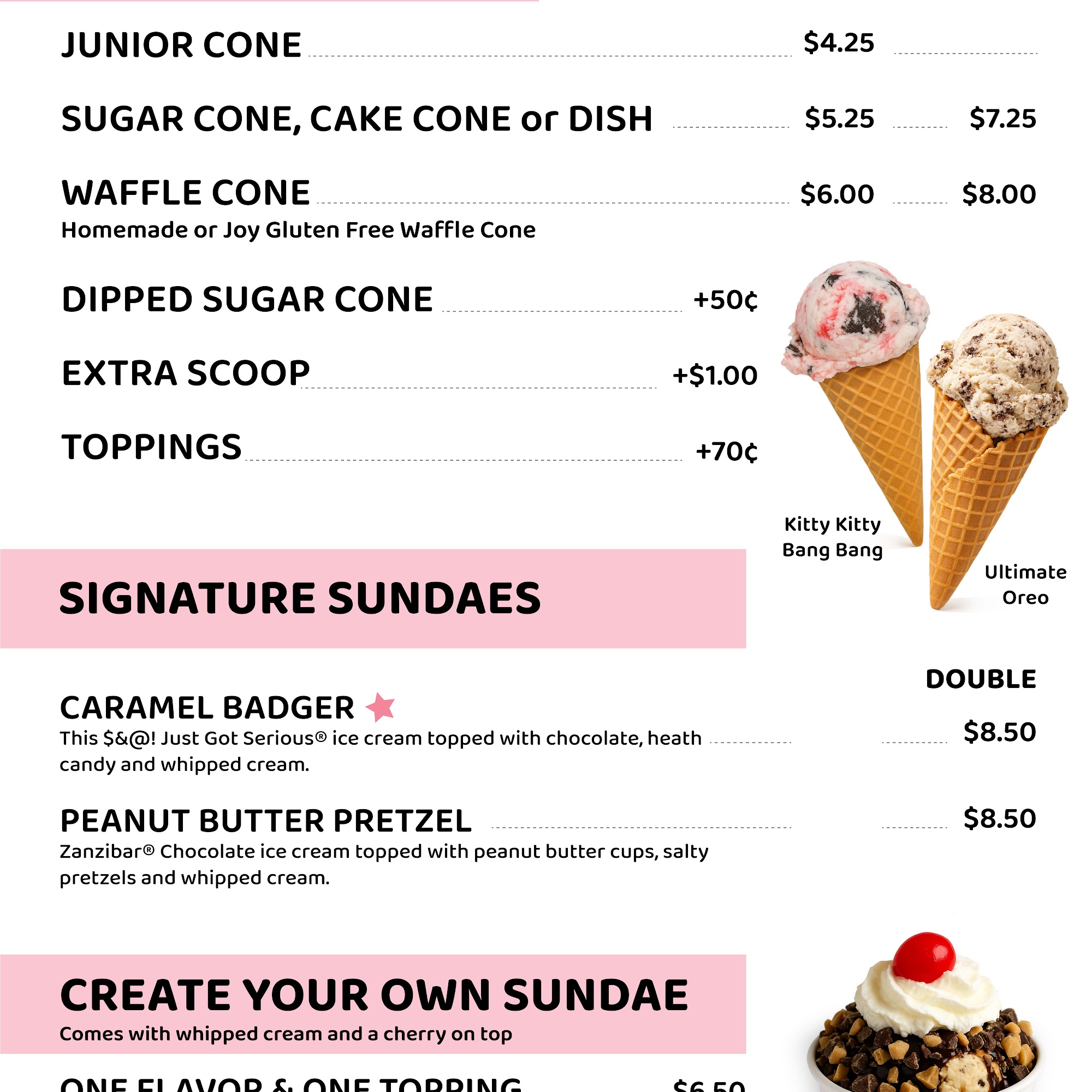 Screaming Cat Ice Cream & Coffee Menu