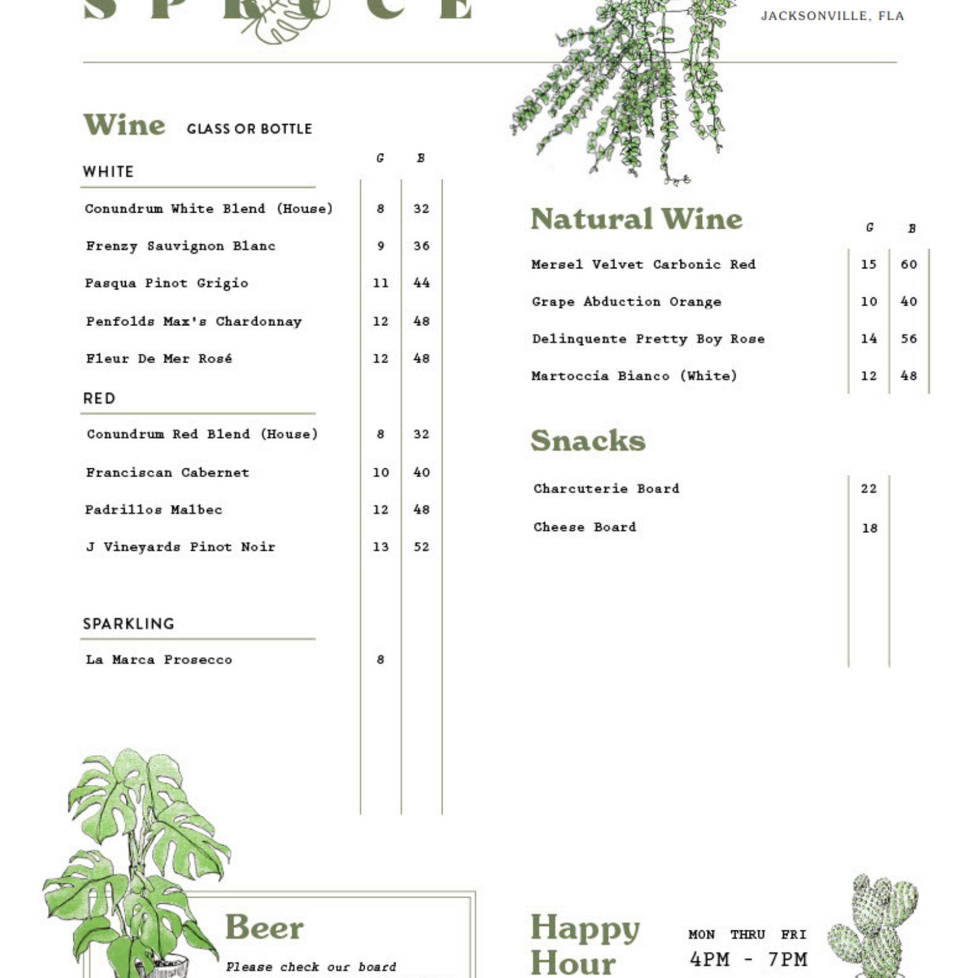 Spruce Menu