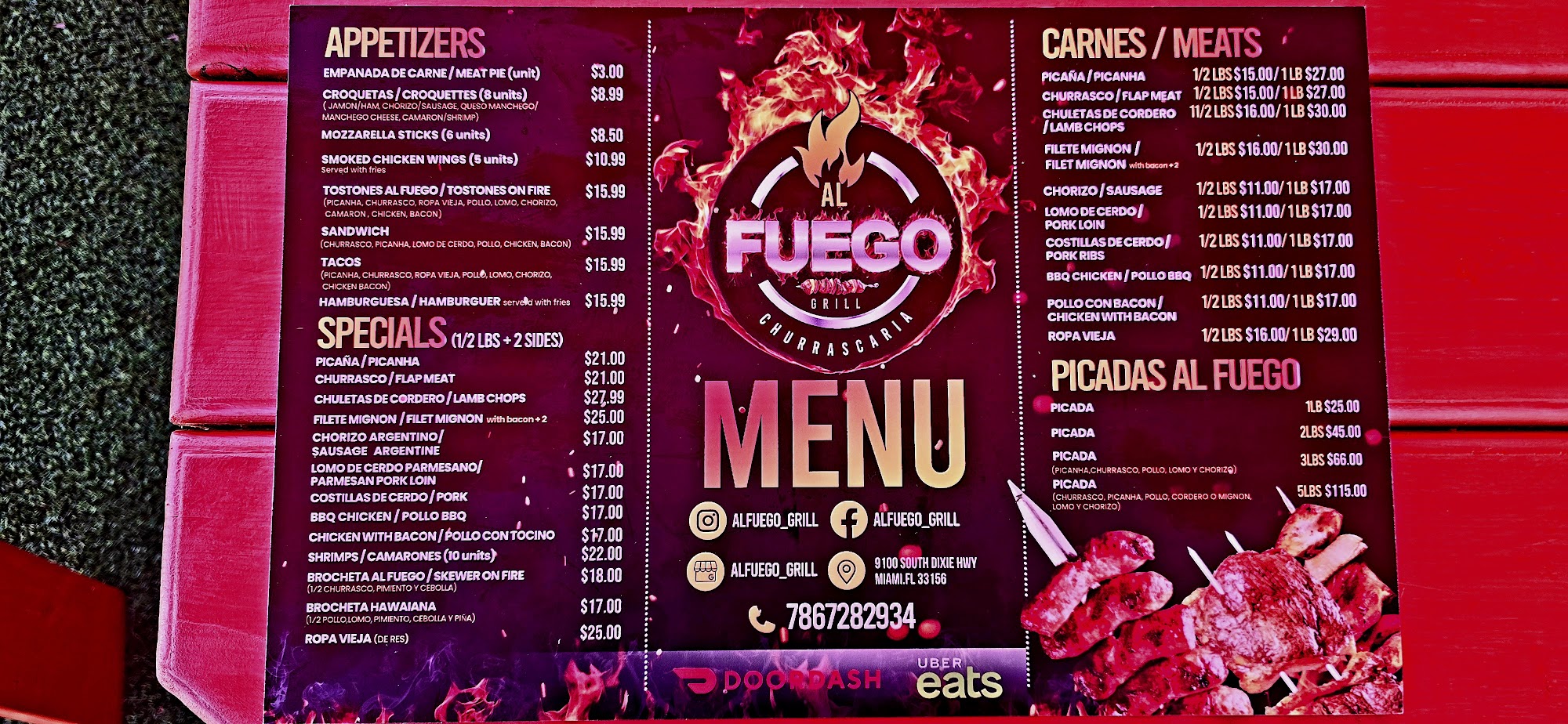 AL FUEGO GRILL CHURRASCARÍA KENDALL Menu