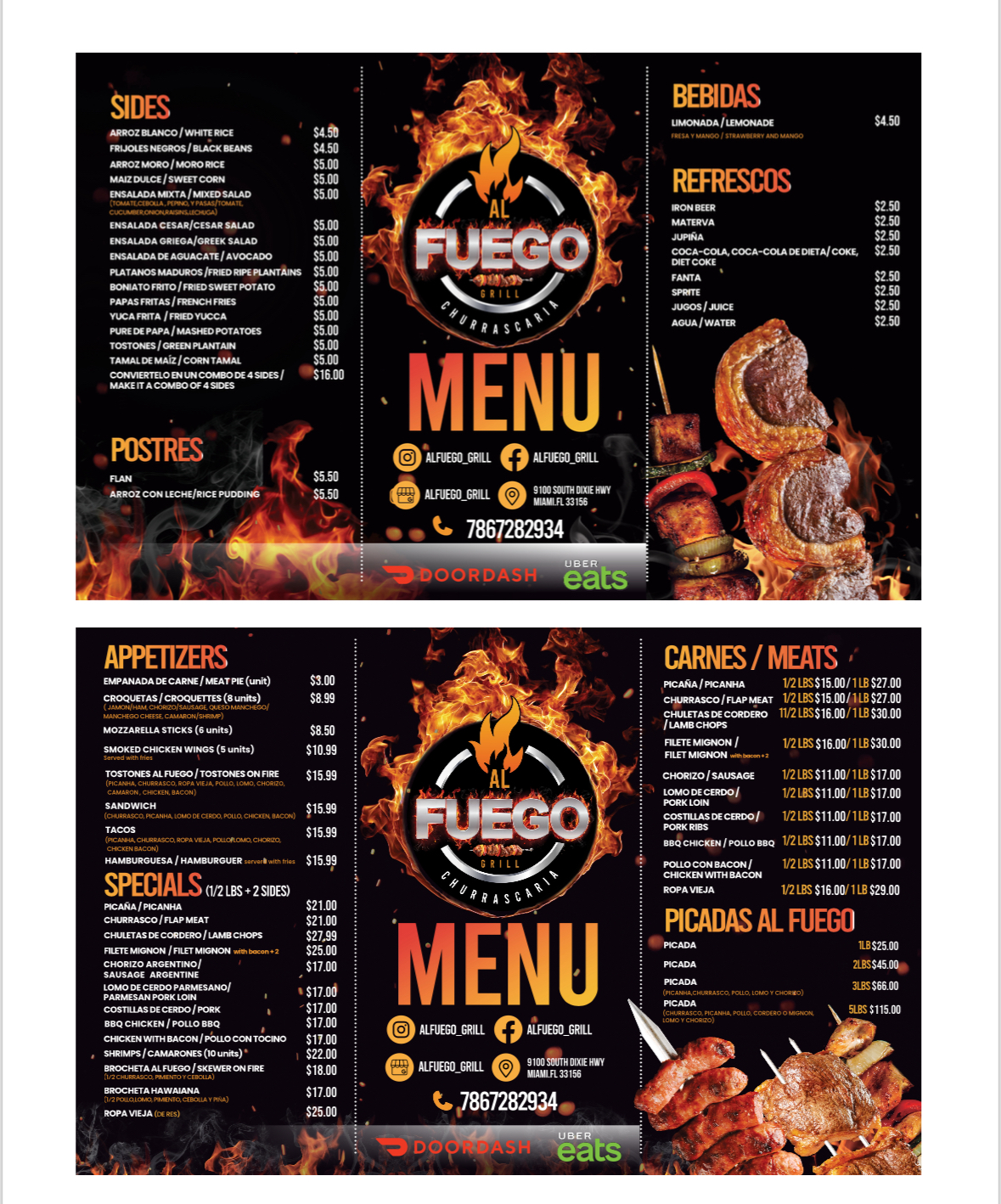 AL FUEGO GRILL CHURRASCARÍA KENDALL Menu