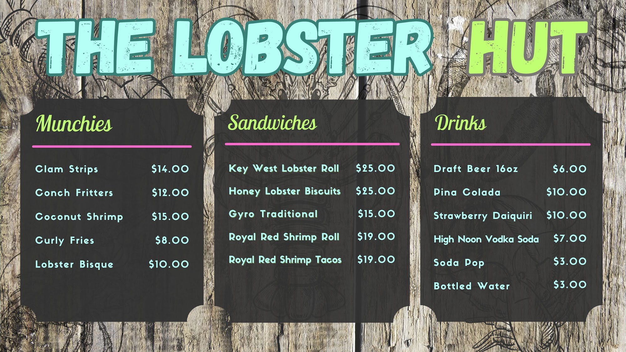 The Lobster Hut Menu