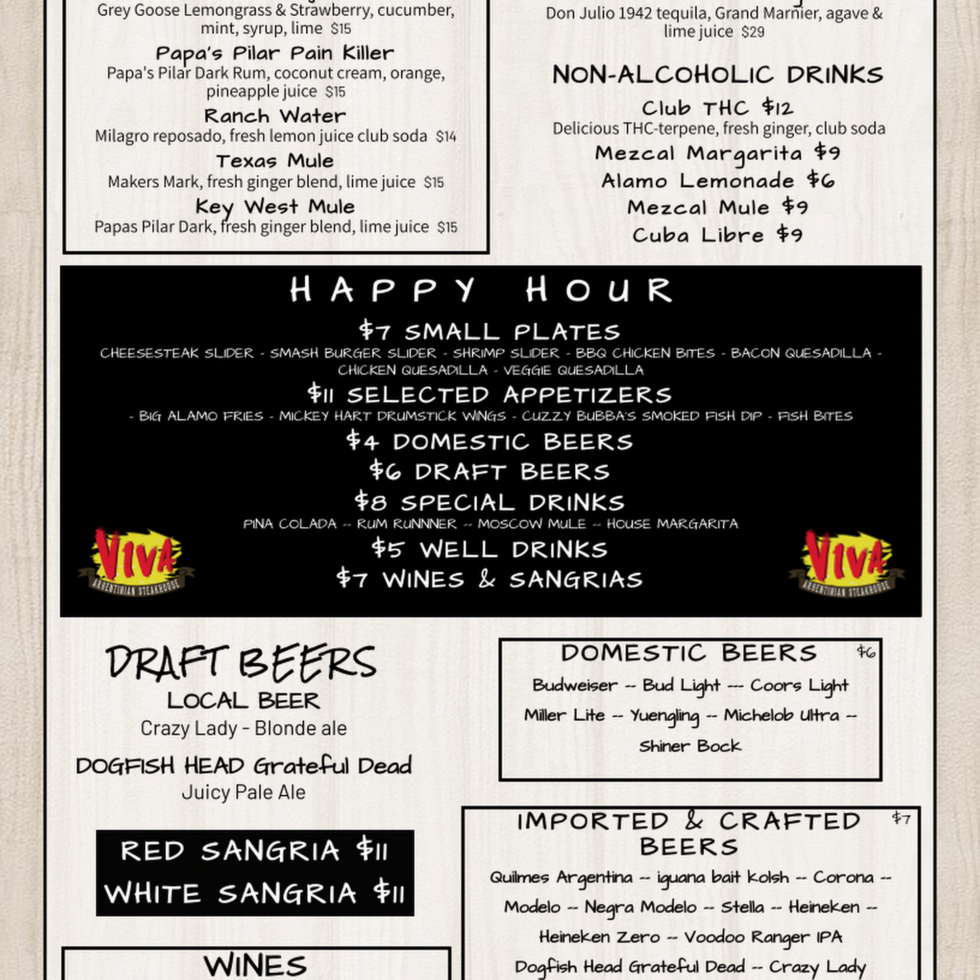 The Alamo Key West Menu