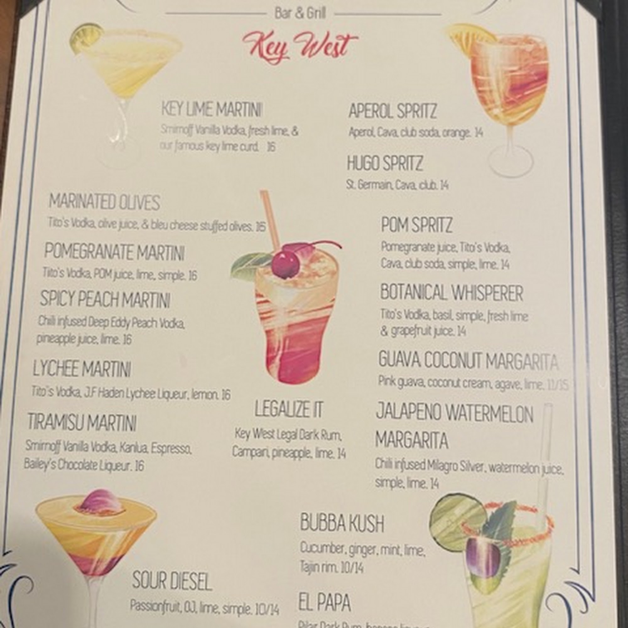 Square Grouper Key West Menu