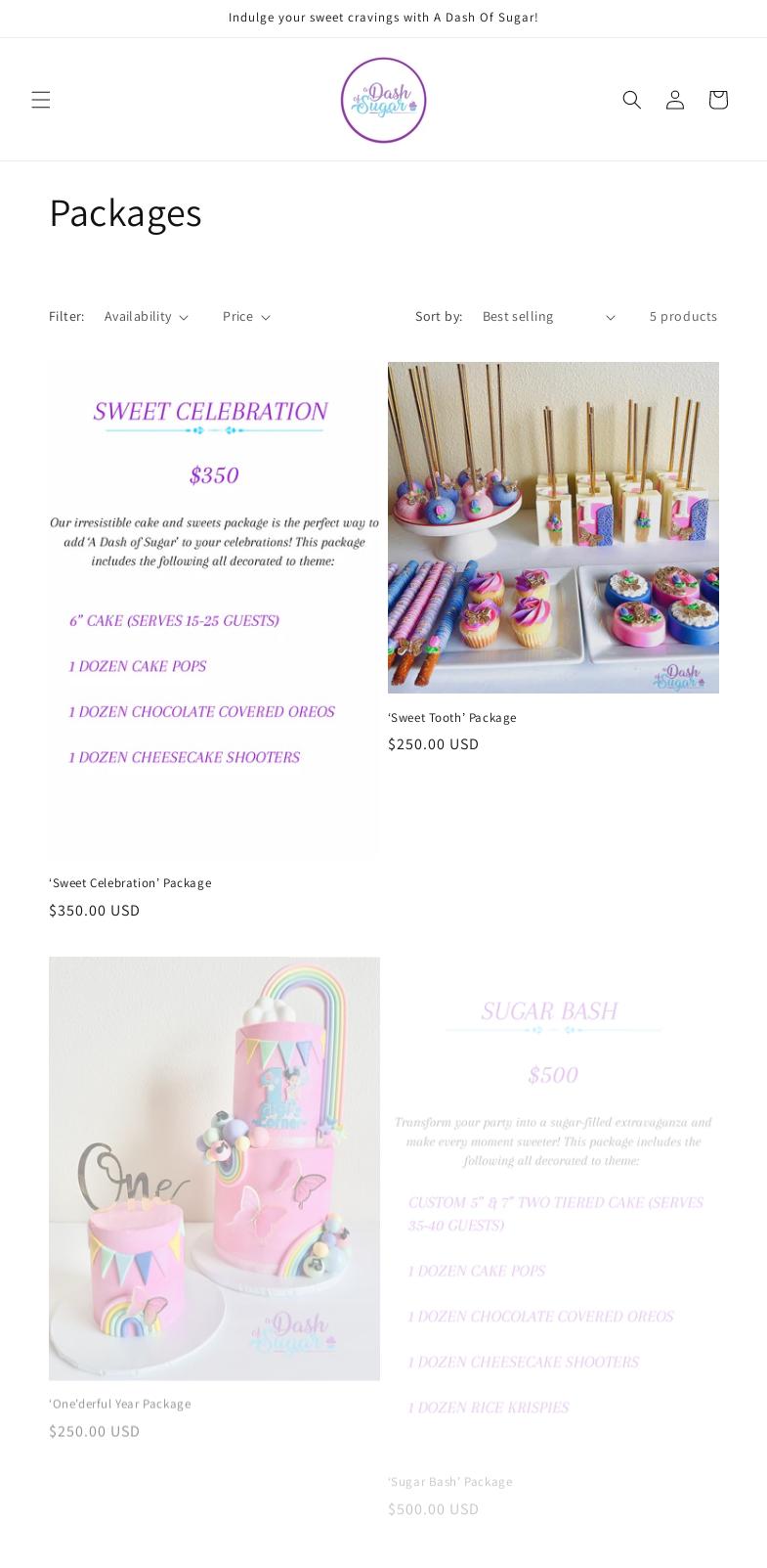 A Dash Of Sugar Menu