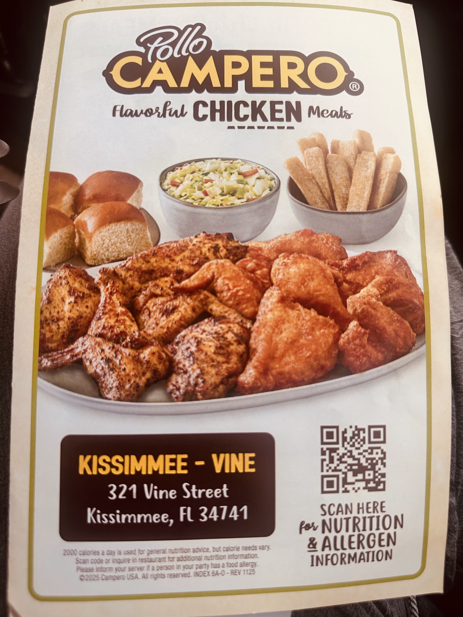 Pollo Campero Menu