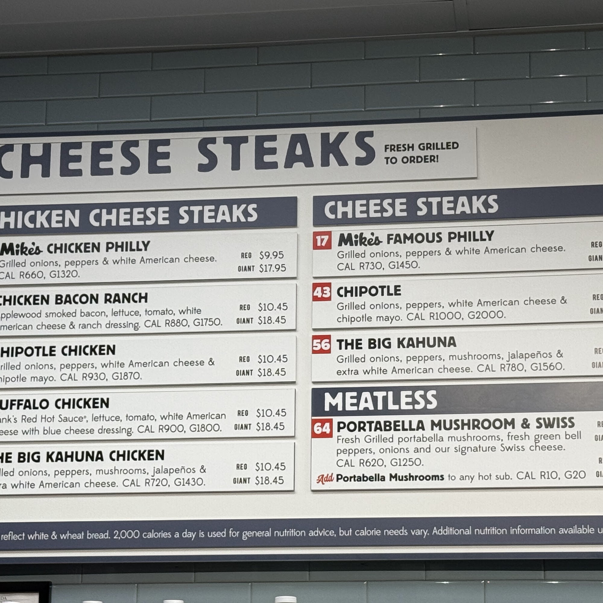 Jersey Mike's Subs Menu