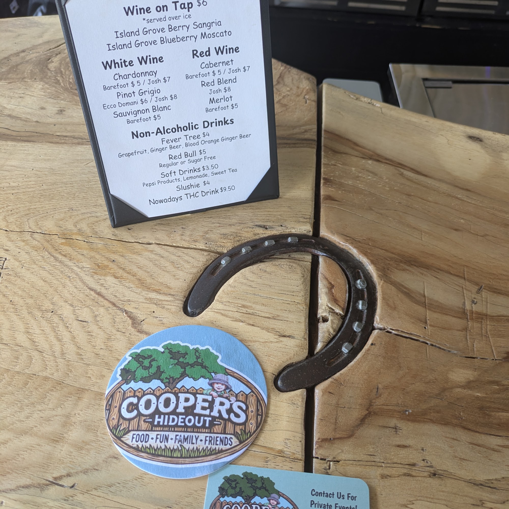 Cooper's Hideout Menu