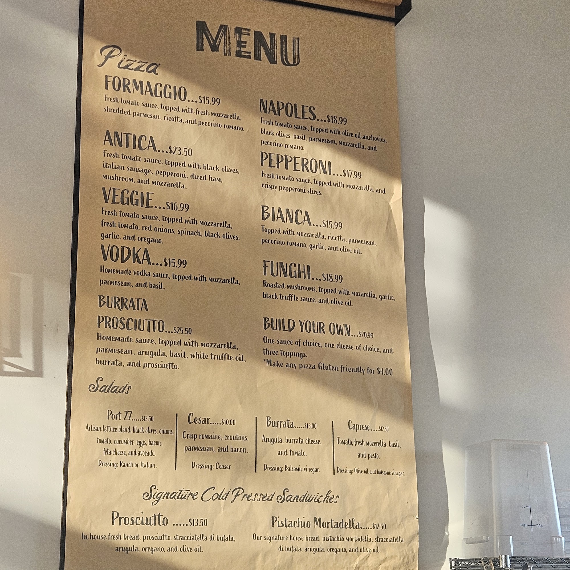 Antica Trattoria Menu