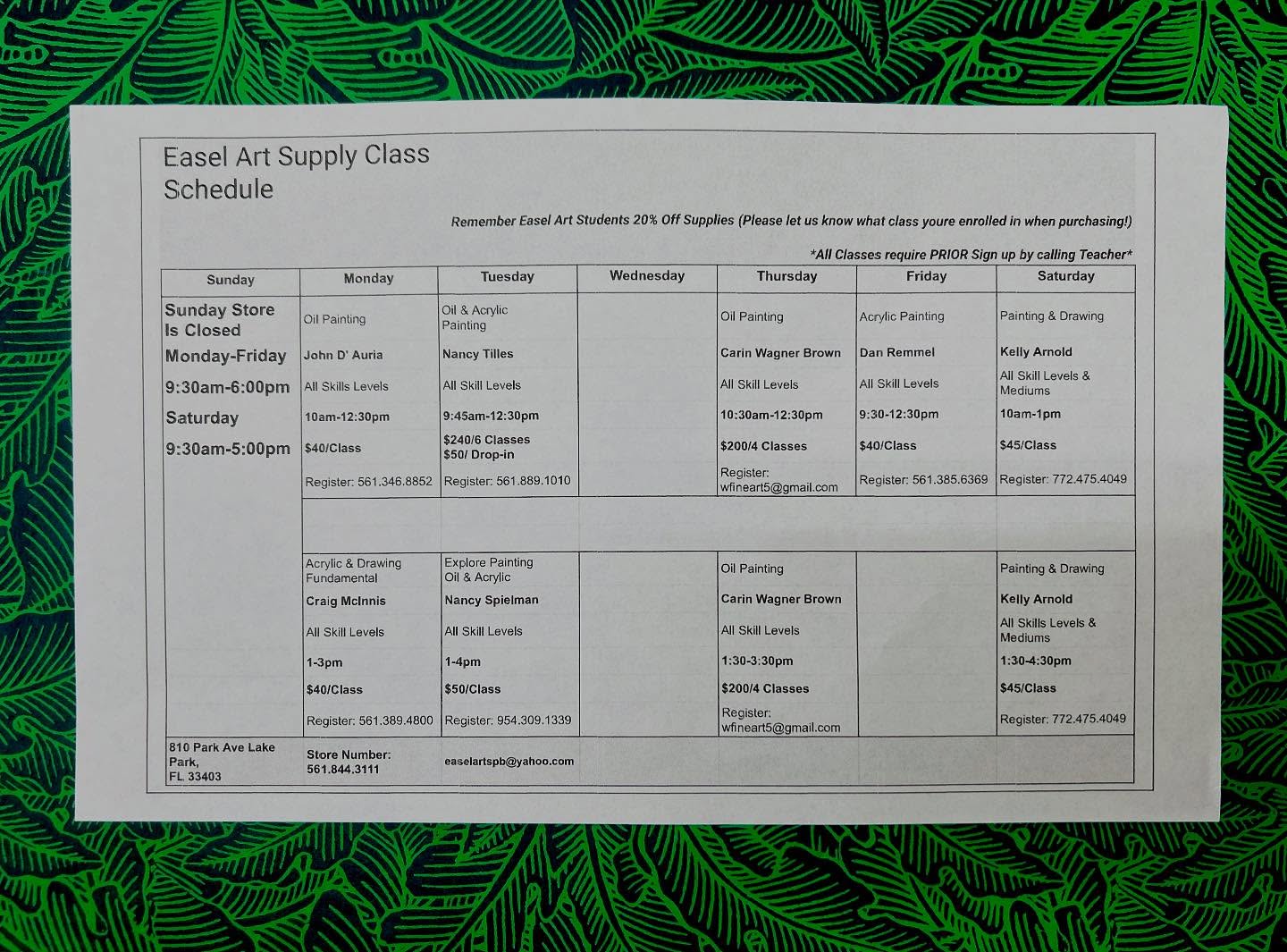 Lake Park Bakery Menu