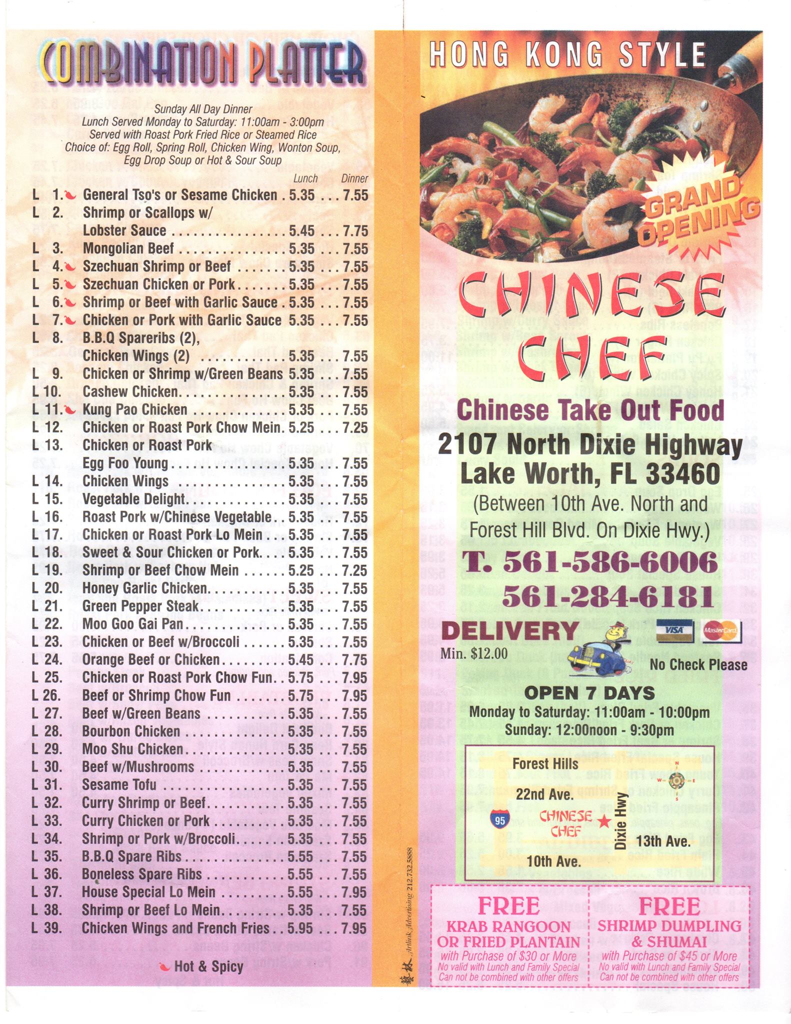 Chinese Chef Menu