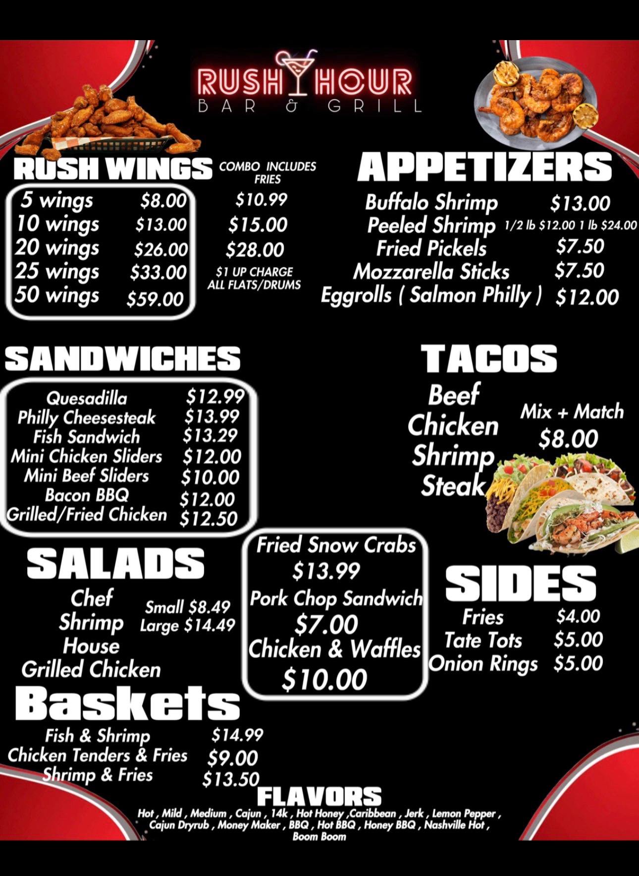 Rush Hour Bar And Grill Menu