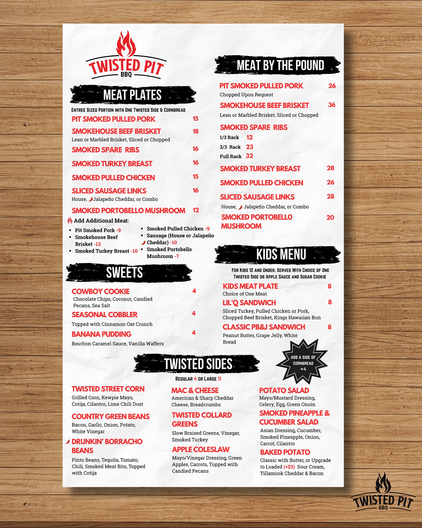 Twisted Pit BBQ Menu