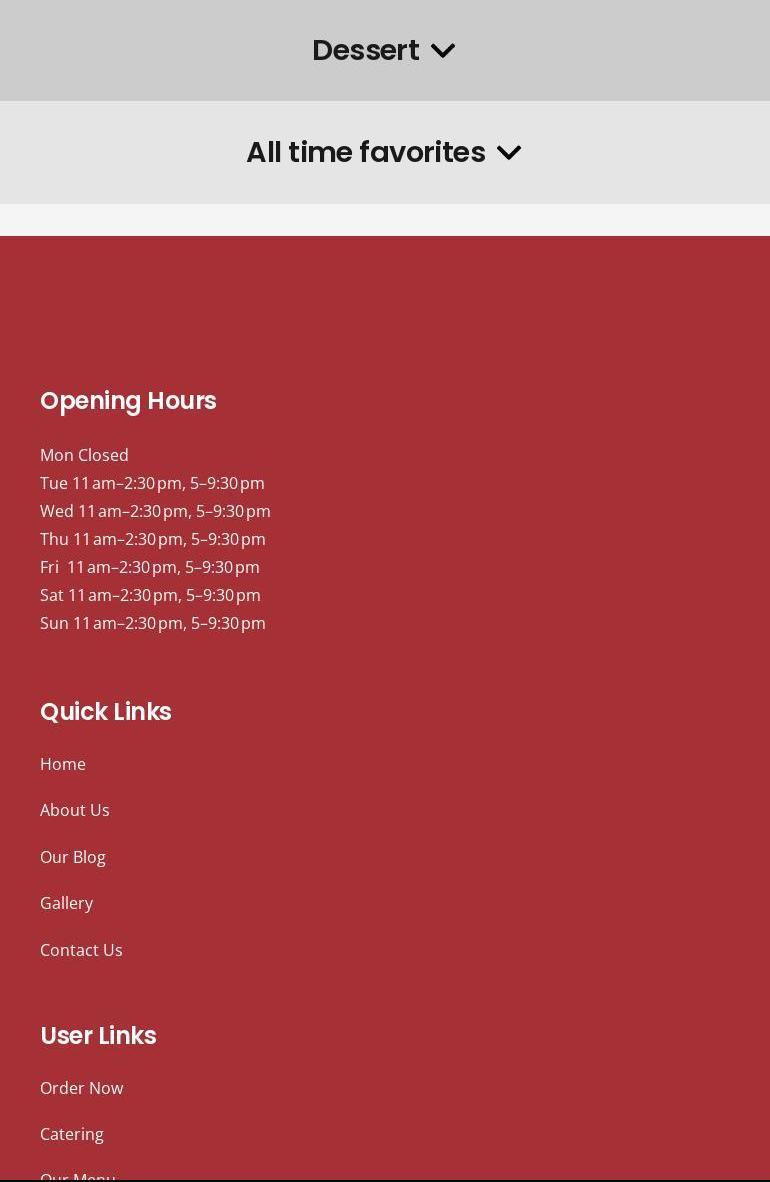 Red Chillez Indian Cuisine Menu
