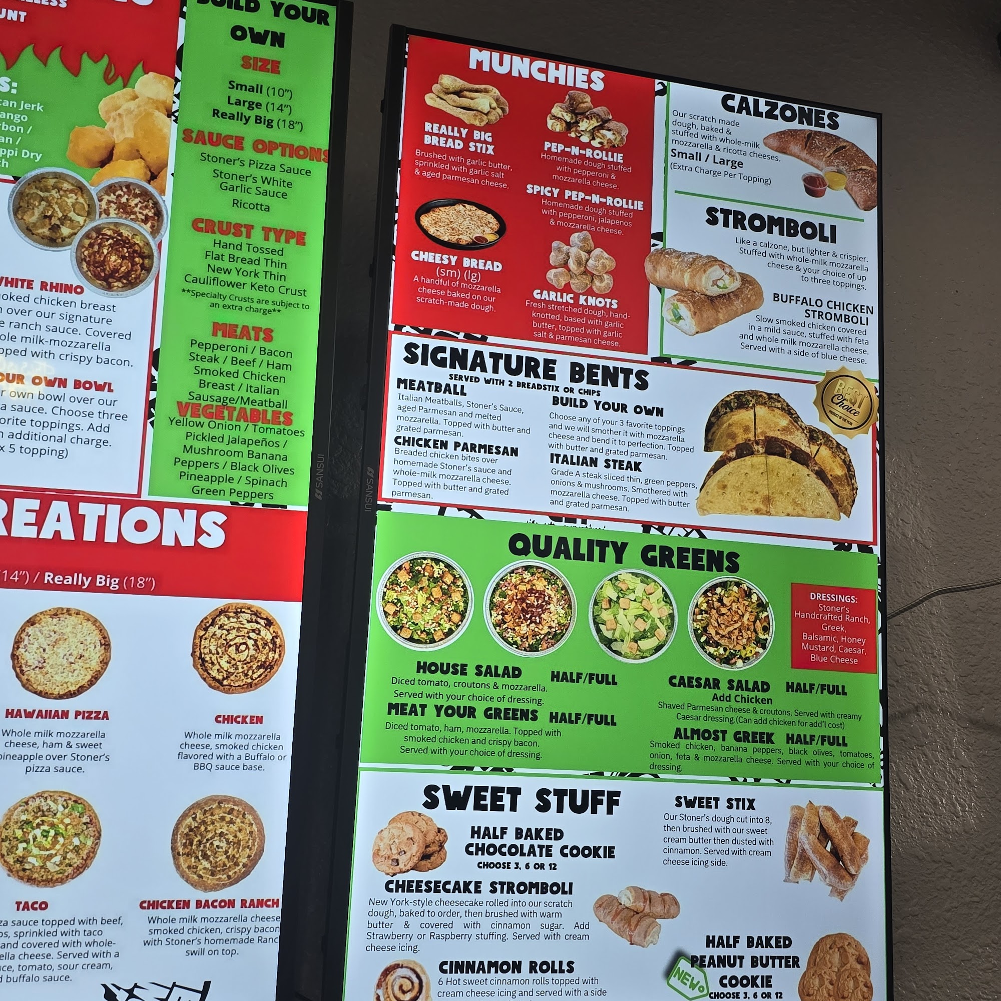Stoner's Pizza Joint Menu