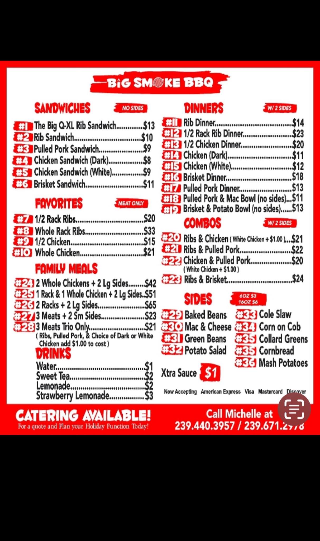 Big Smoke BBQ & Catering Menu