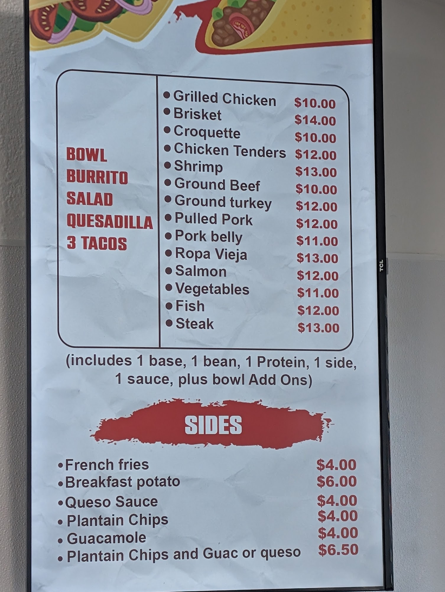 Lavita Bistro Menu