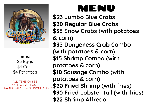 Captain J's Seafood Menu