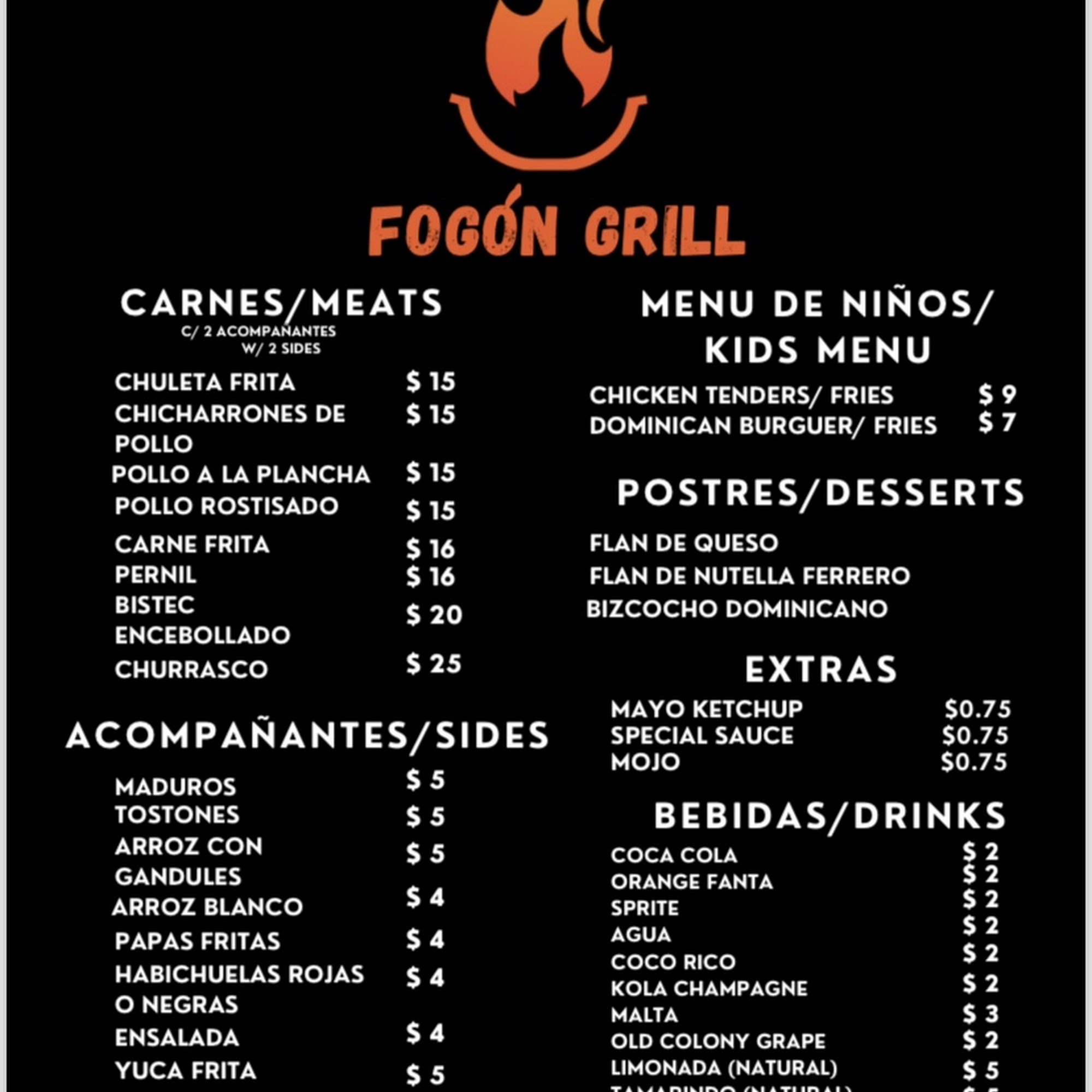 Fogón Grill Menu