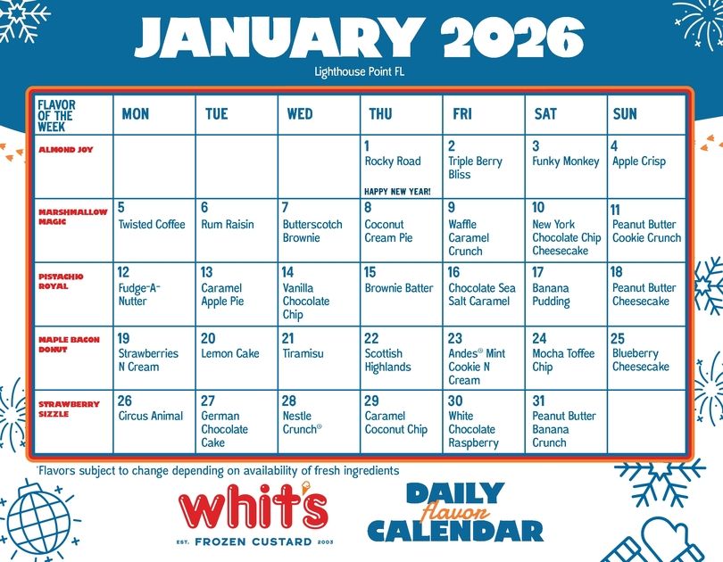 Whit's Frozen Custard - Lighthouse Point Menu