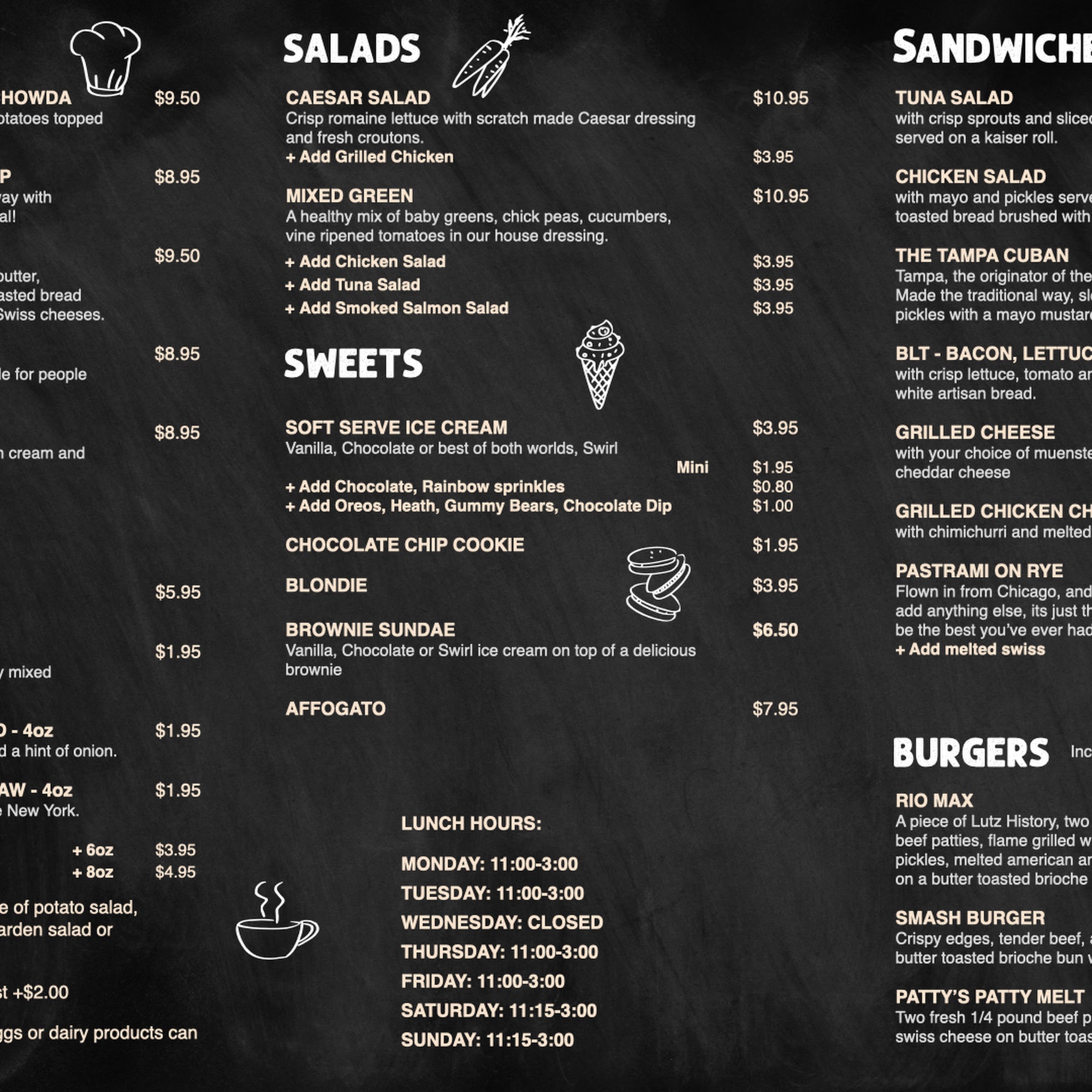 Lutz Country Store and Cafe Menu