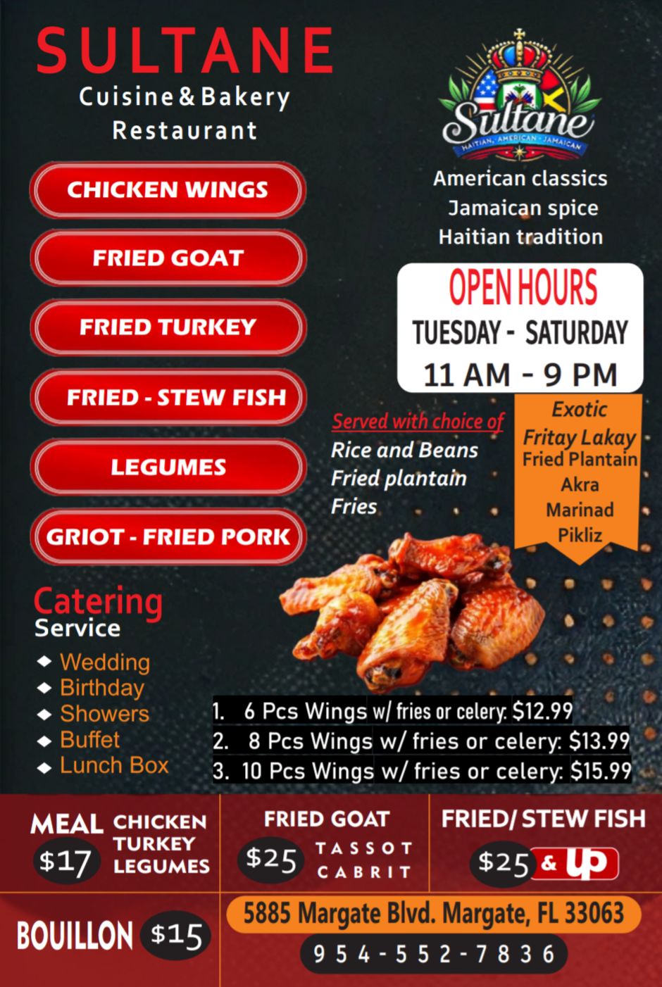 Sultane Cuisine & Bakery Restaurant Menu