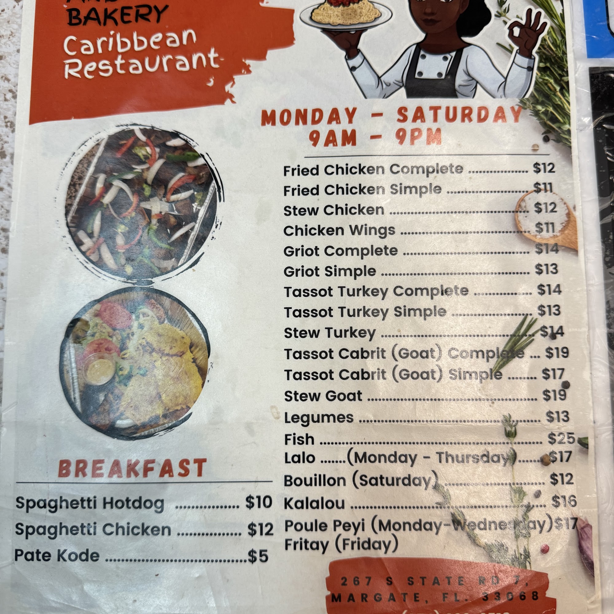 Mia's cuisine and bakery Menu