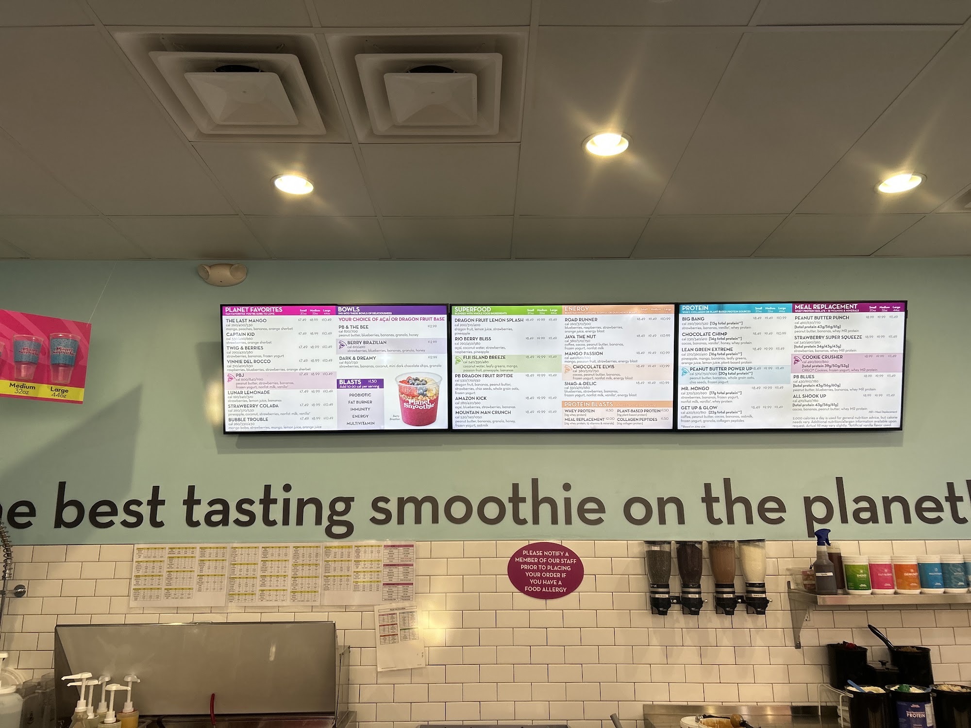 Planet Smoothie Menu