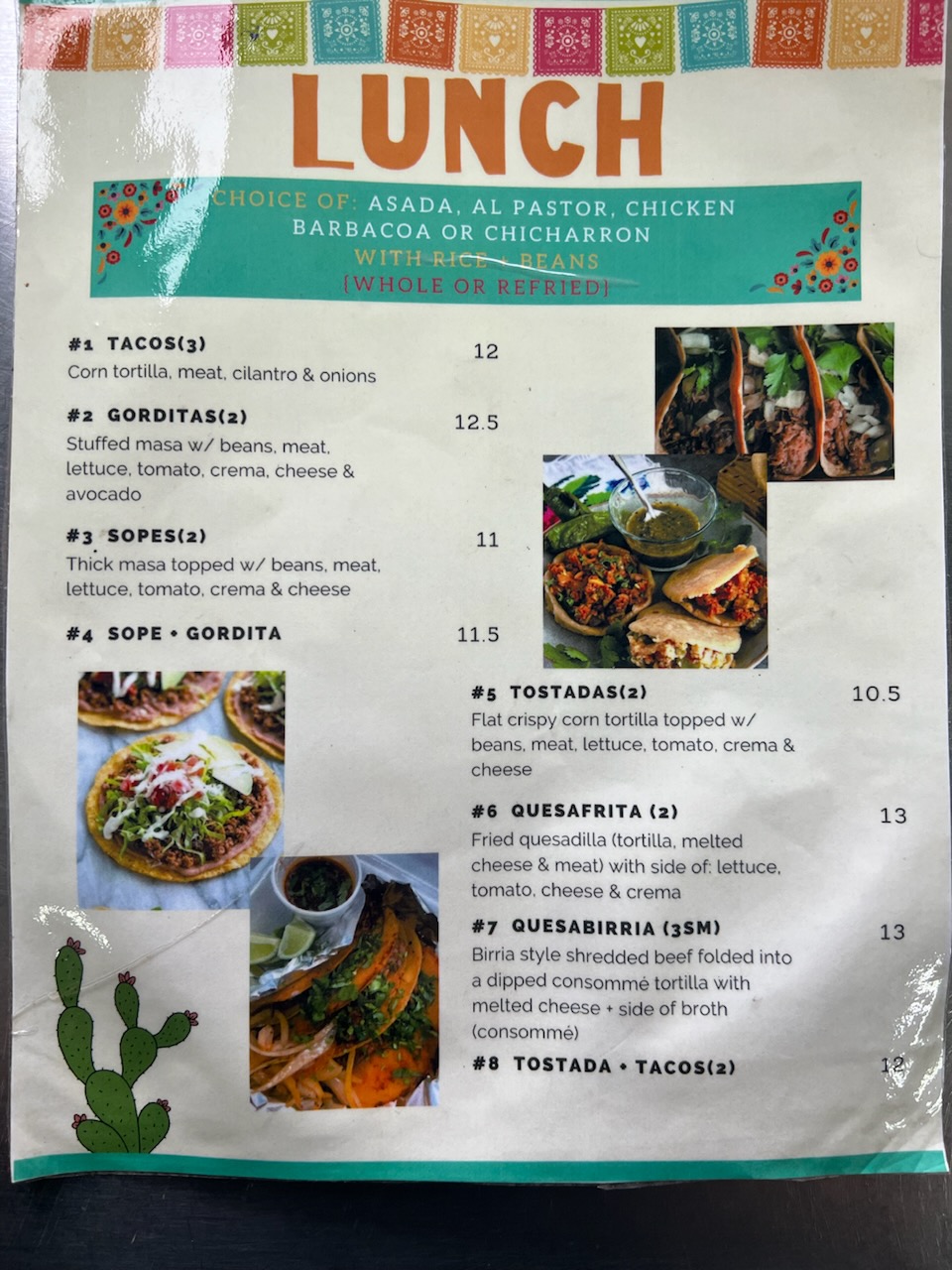 La Michoacana Diana's Tacos Menu