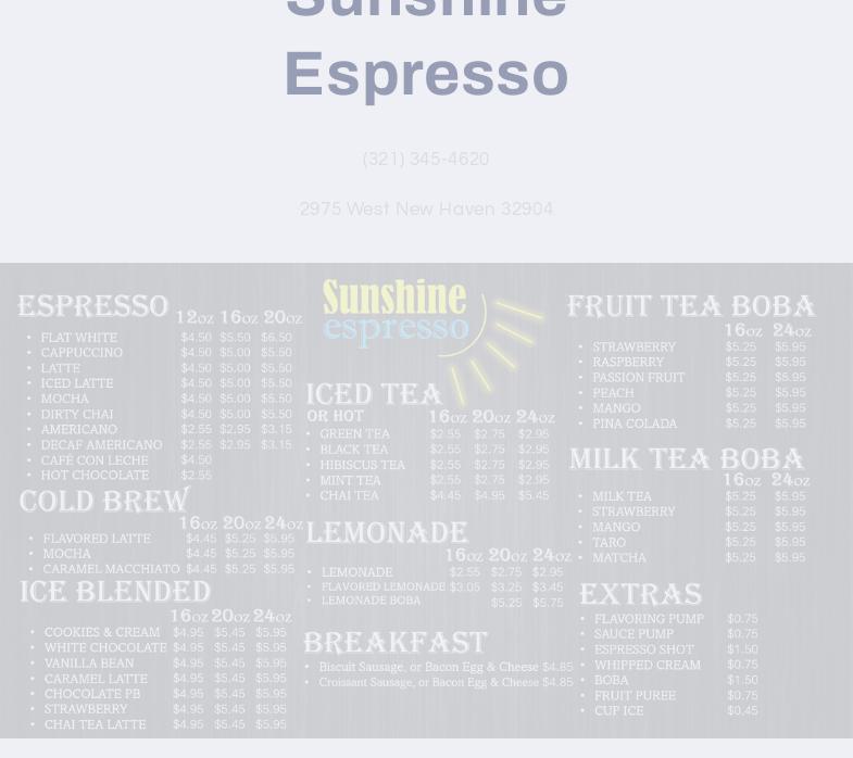 Sunshine Espresso Menu