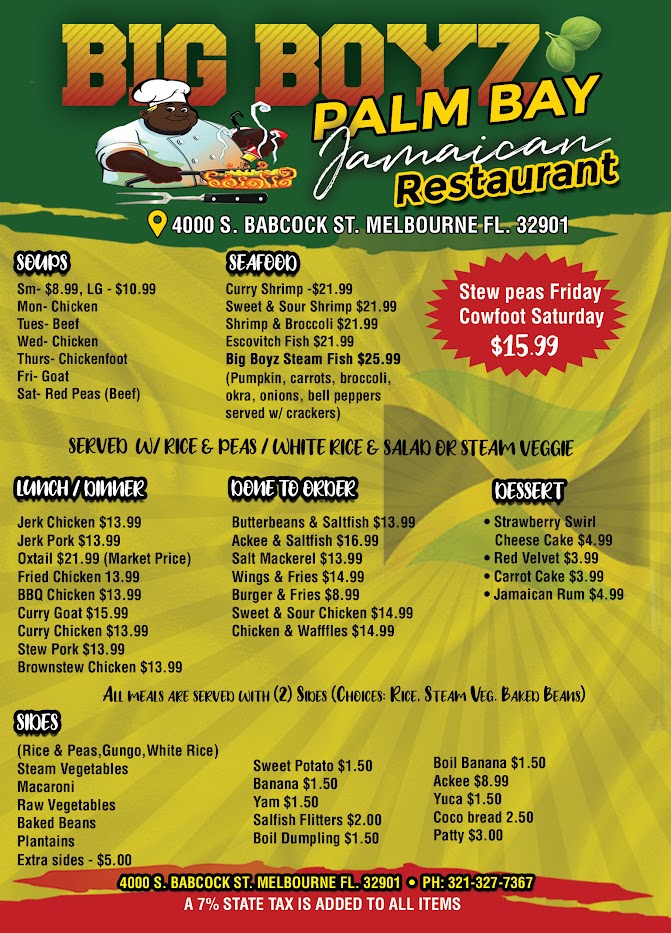 Big Boyz Jamaican Restaurant Melbourne/Palm Bay 4000 S Babcock St, Melbourne