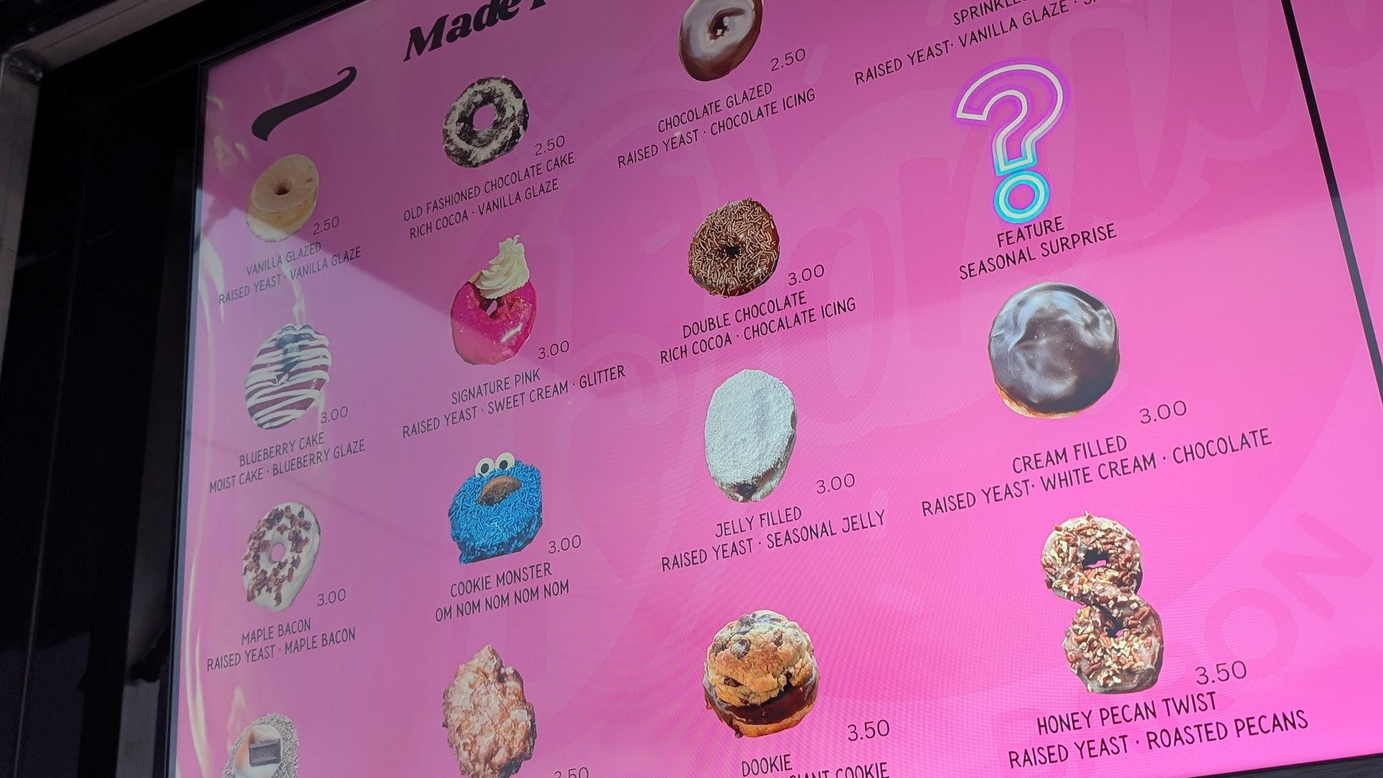 The Donut Baron Menu