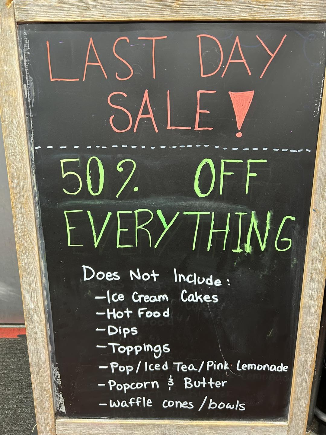 Milky Way Ice Cream Shop Menu