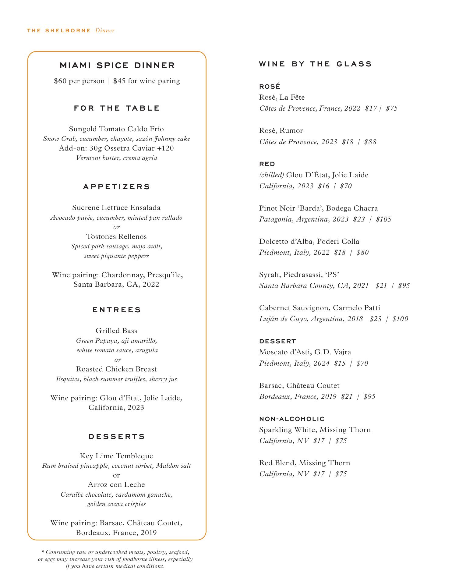 Shelborne Cafe Menu