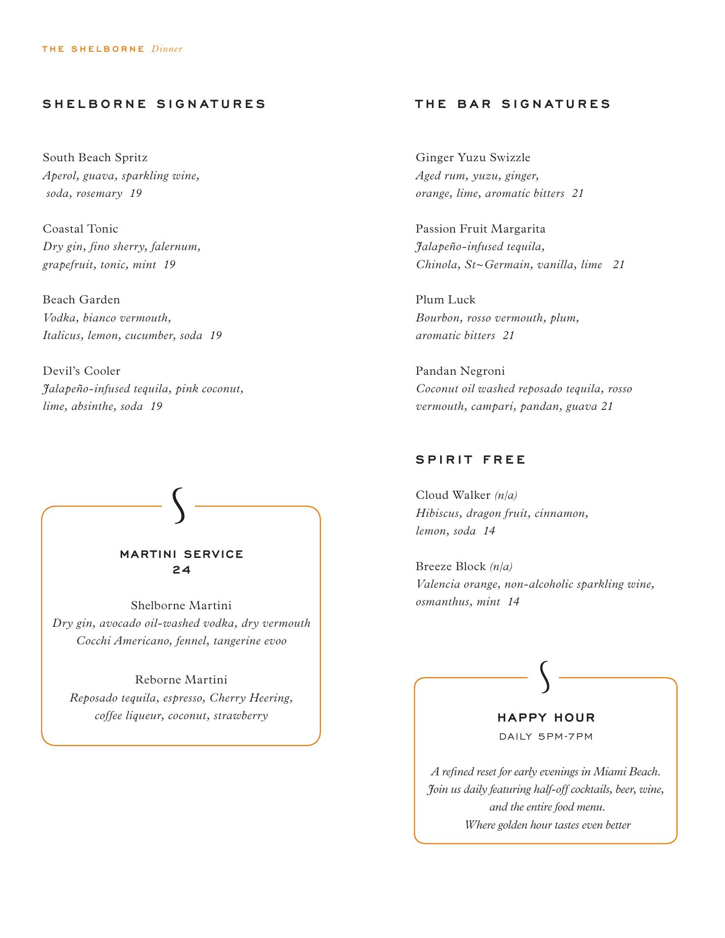 Shelborne Cafe Menu