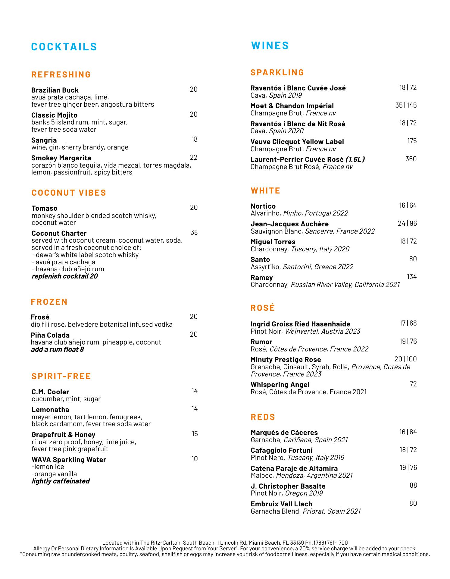 DiLido Beach Club Menu