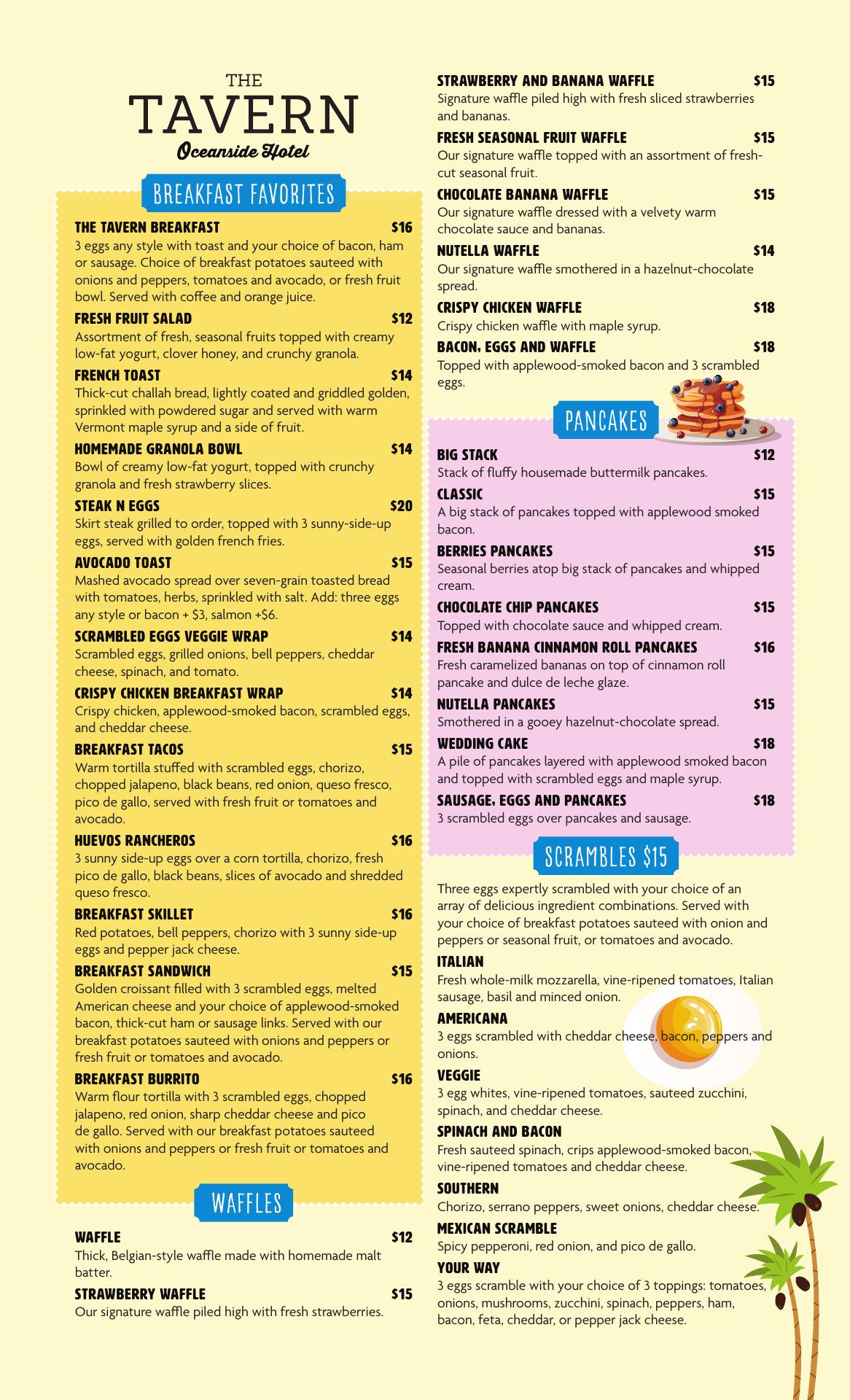 Oceanside Hotel + Suites Menu