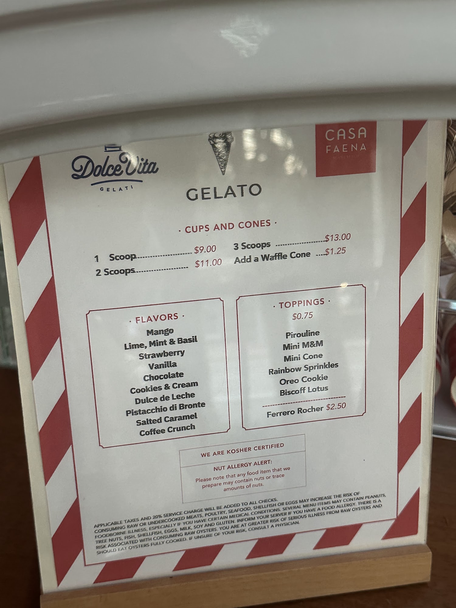 Dolce Vita Gelati Menu