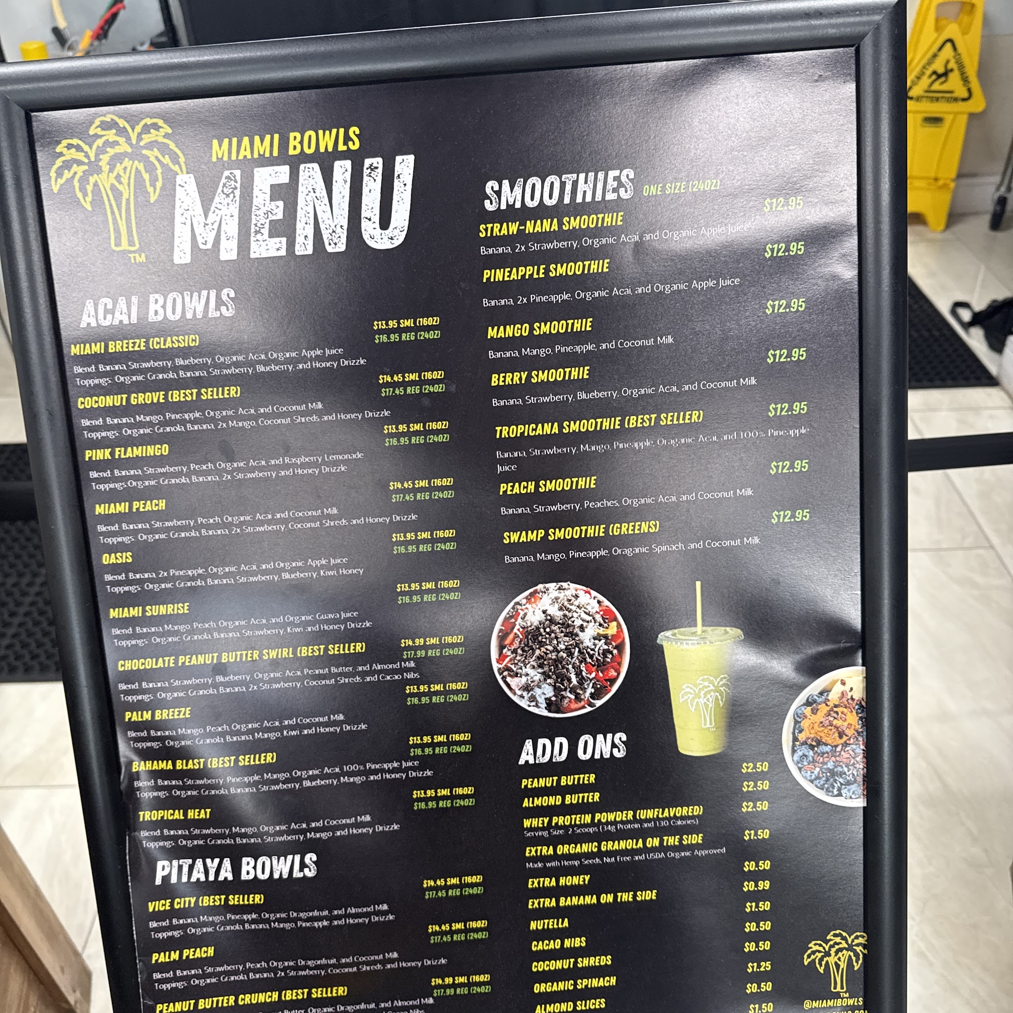Miami Bowls Menu
