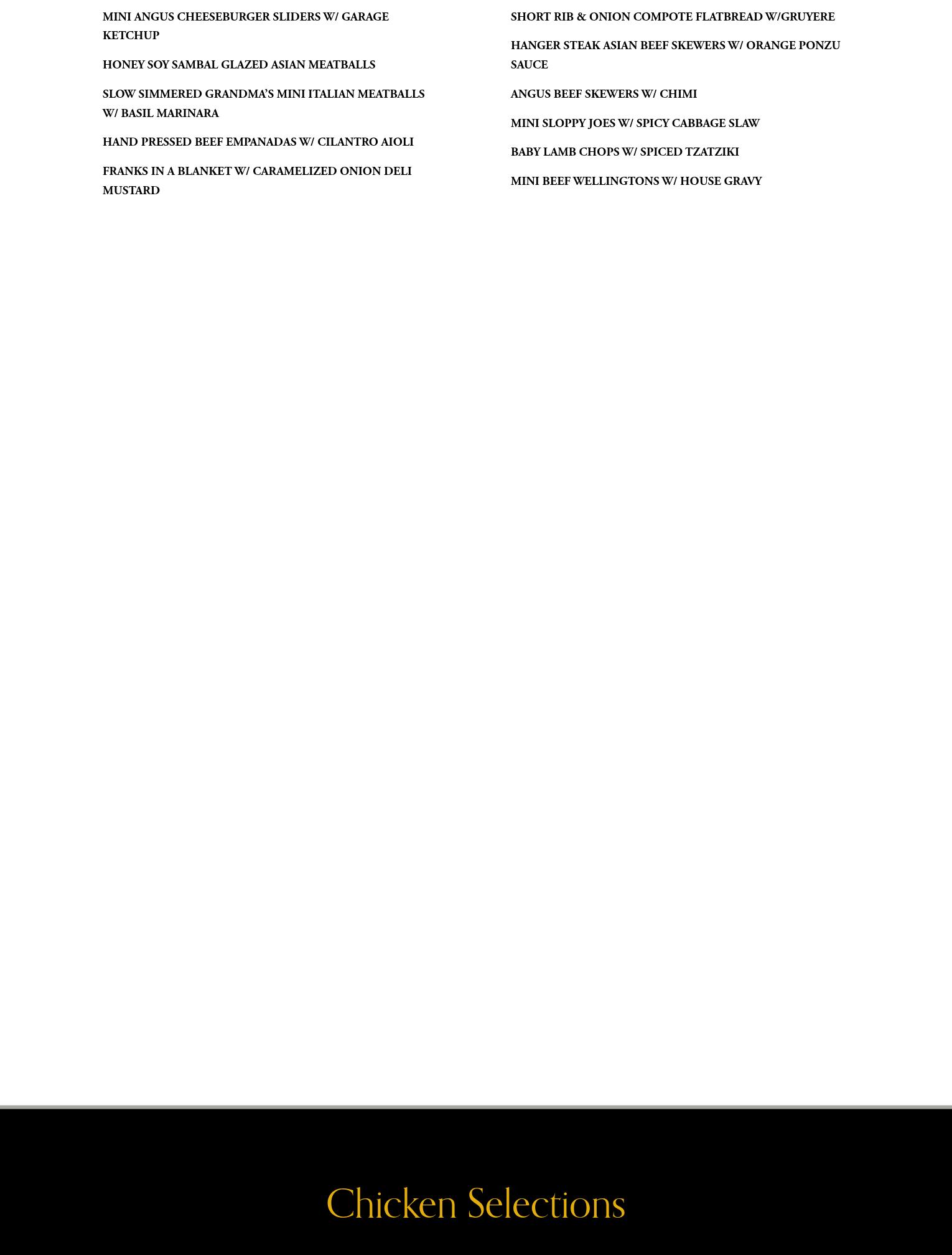 City Chef Catering Menu